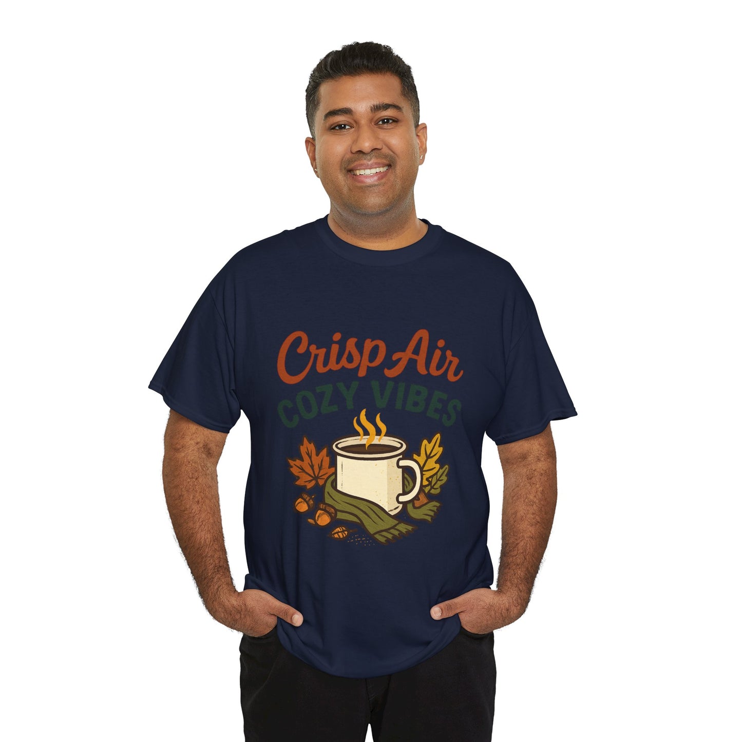 Fall Graphic Tee | Crisp Air Cozy Vibes Unisex Cotton Shirt, Autumn Apparel