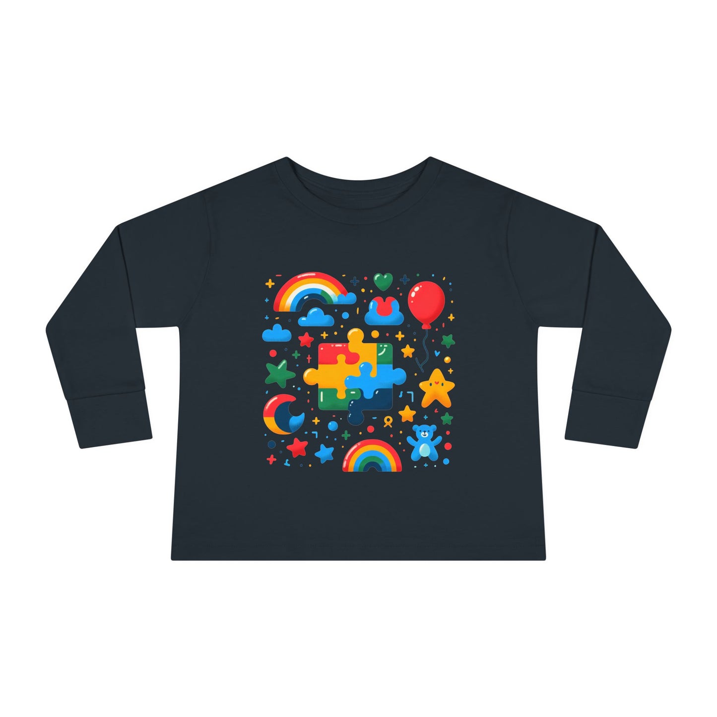 Rainbow Puzzle Toddler Shirt – Fun Long Sleeve Tee for Kids