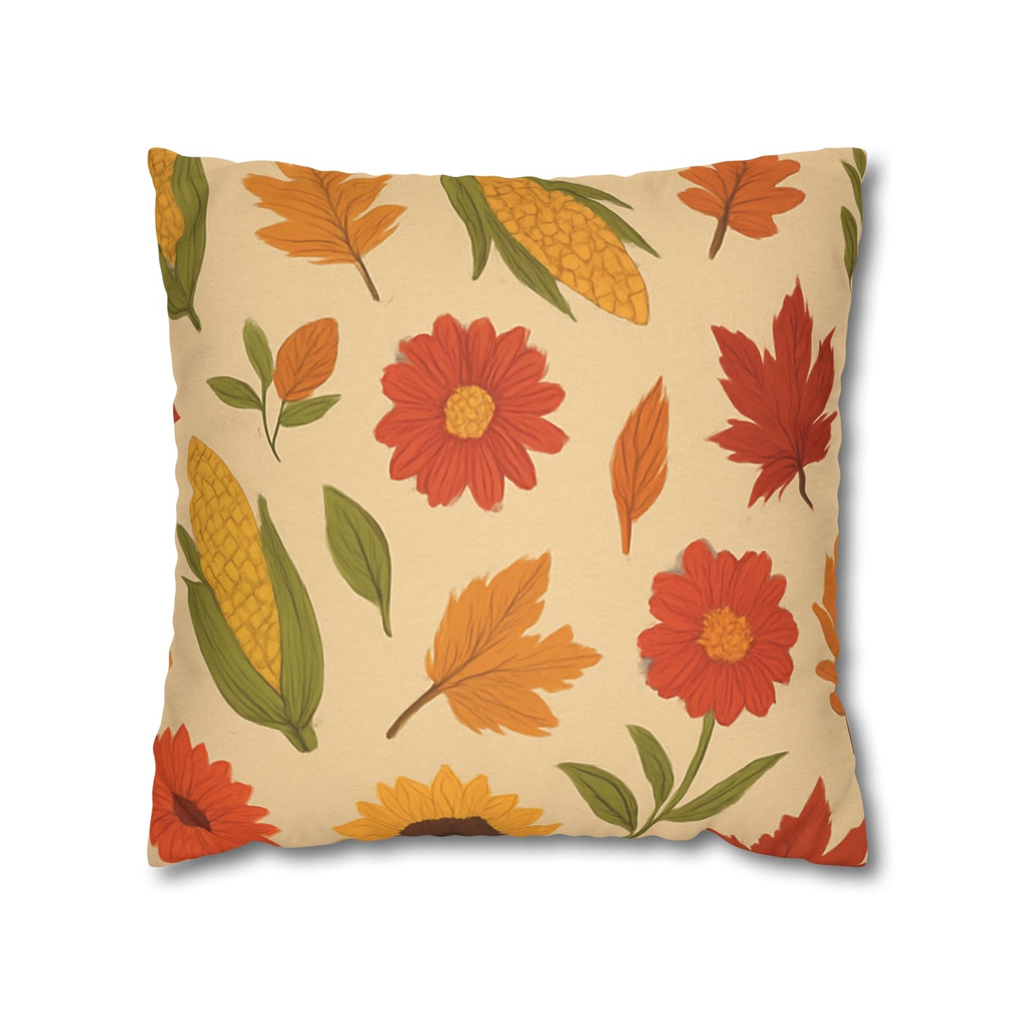 Autumn Floral Pillowcase, Cozy Home Decor, Fall Accent Cushion Case, Seasonal Throw Pillow, Thanksgiving Gift Idea