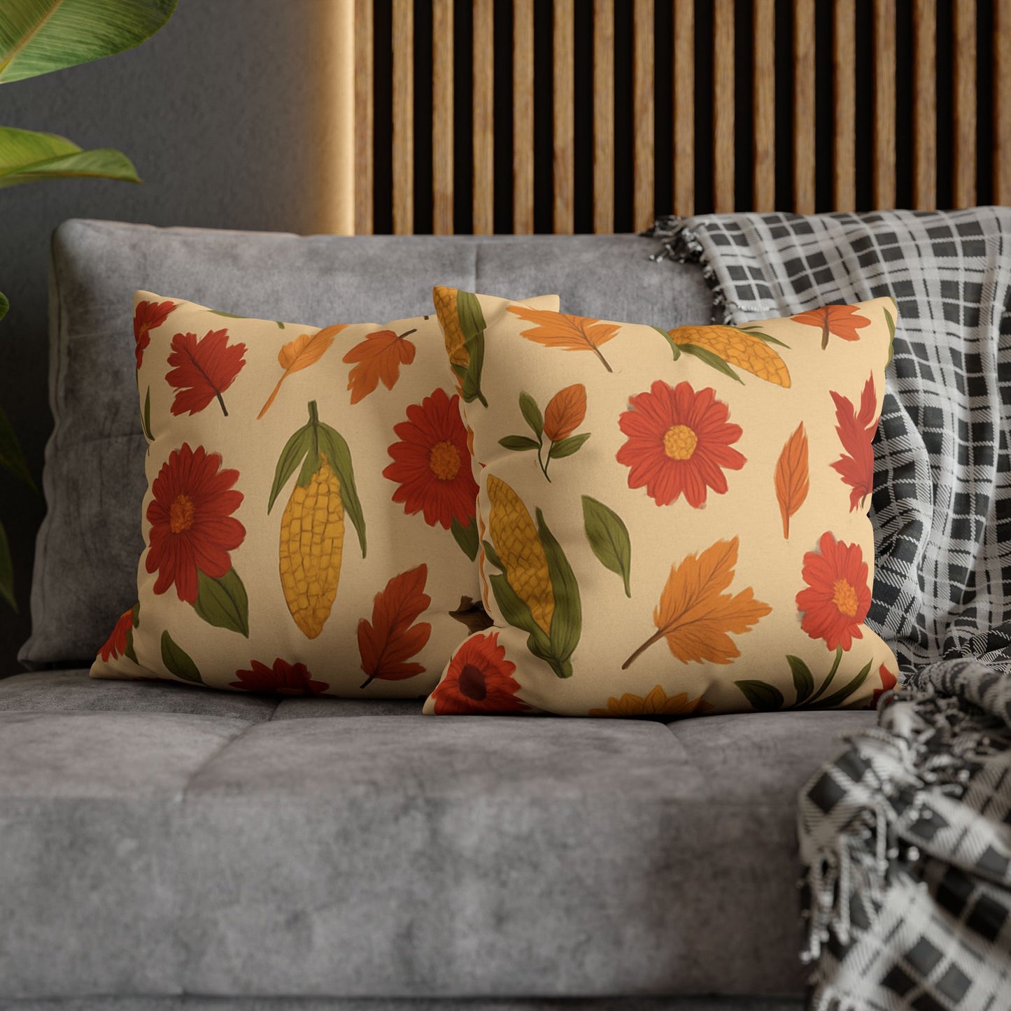 Autumn Floral Pillowcase, Cozy Home Decor, Fall Accent Cushion Case, Seasonal Throw Pillow, Thanksgiving Gift Idea