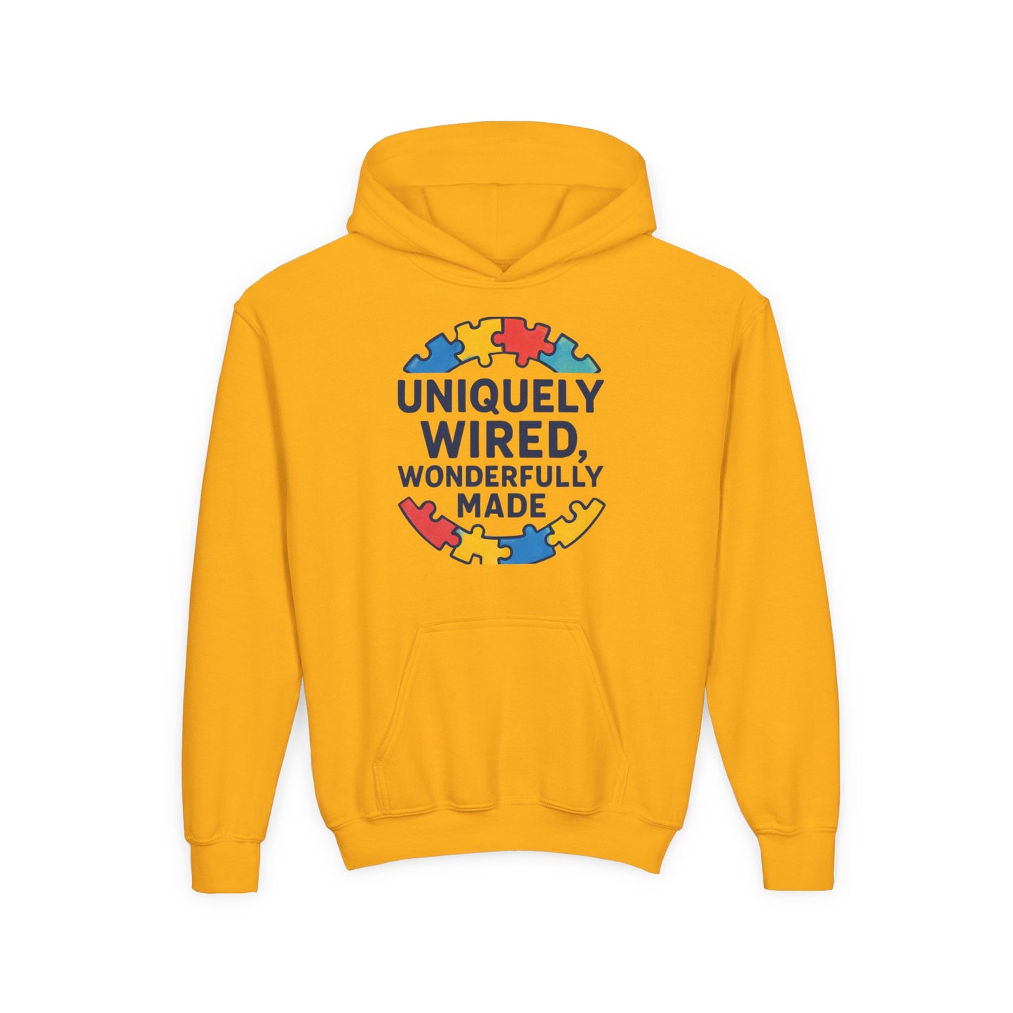 Soft Youth Hoodie – Inspirational “Uniquely Wired, Wonderfully Made” Pullover | Cozy Streetwear for Kids