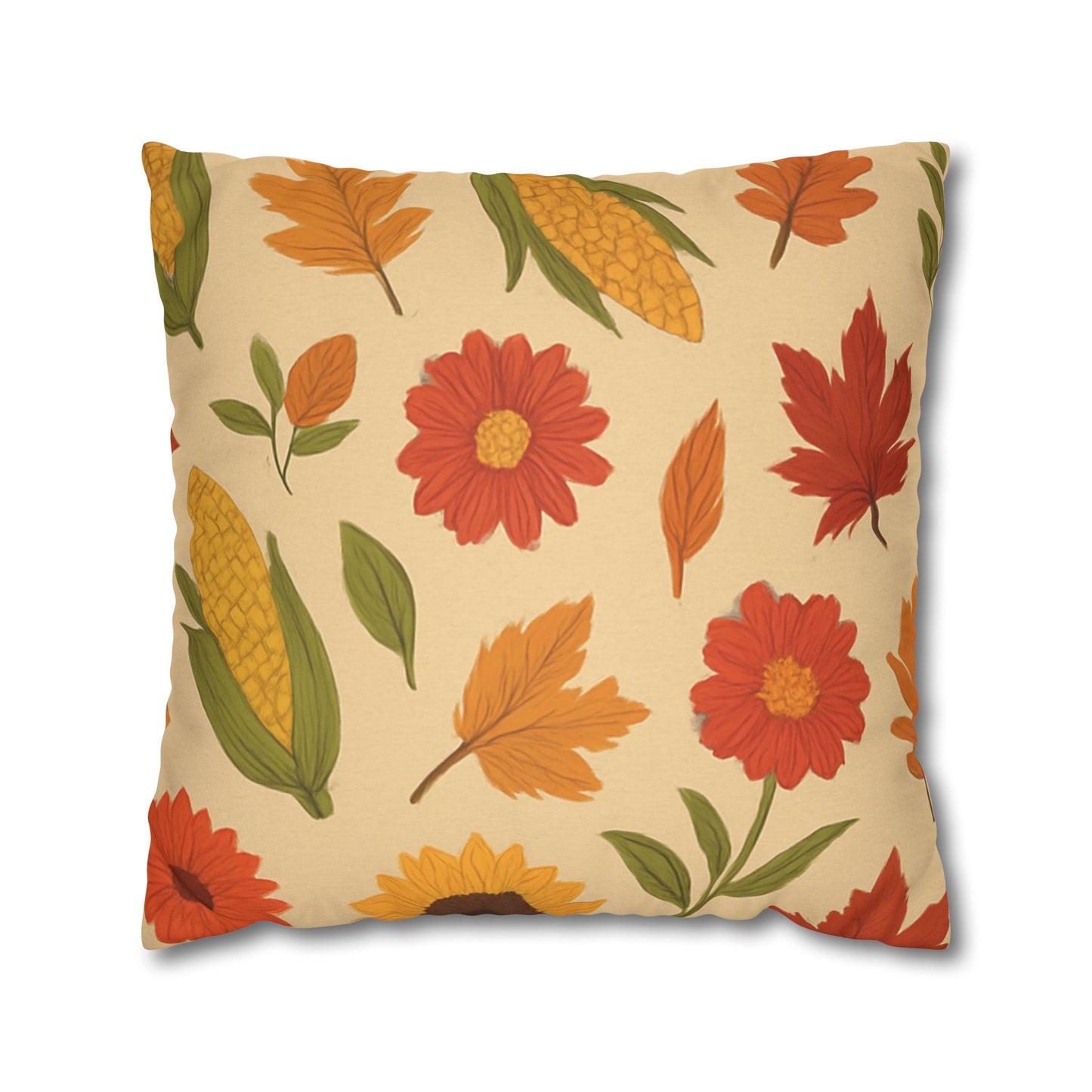 Autumn Floral Pillowcase, Cozy Home Decor, Fall Accent Cushion Case, Seasonal Throw Pillow, Thanksgiving Gift Idea