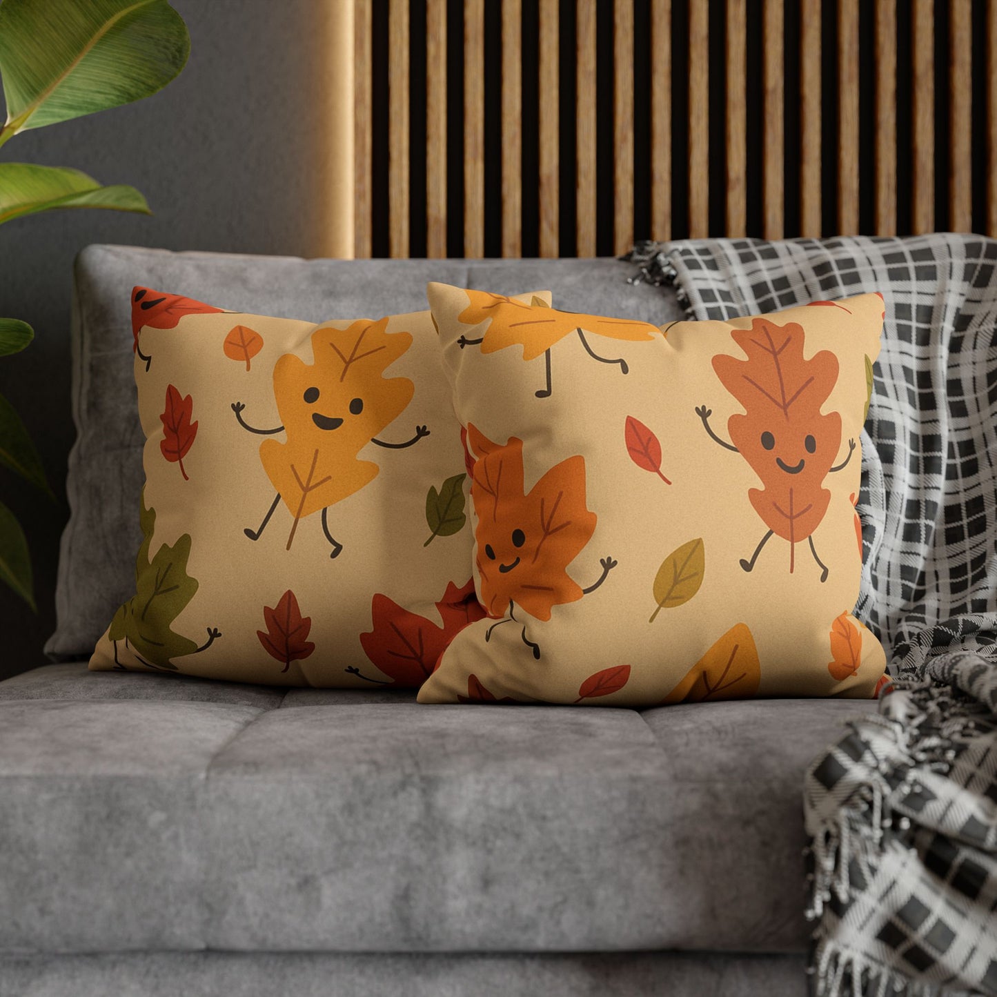 Cozy Autumn Pillow | Leaf Print Cushion Cover, Seasonal Home Accent, Thanksgiving Gift