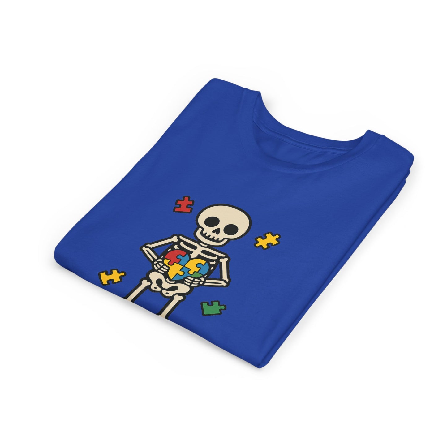 Spooky Skeleton Puzzle Heart Kids Tee β Fun Halloween Youth Shirt