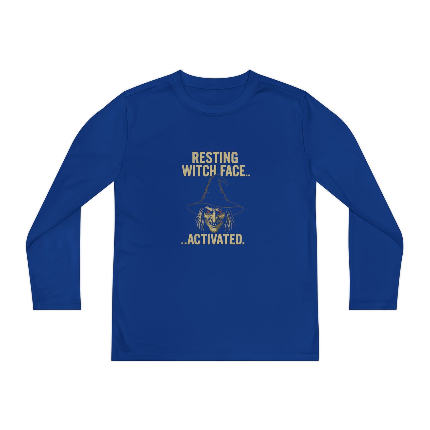 Resting Witch Face Activated Youth Long Sleeve Tee, Halloween Costume Shirt, Kid's Spooky Apparel, Witchy Tee, Fall Basics