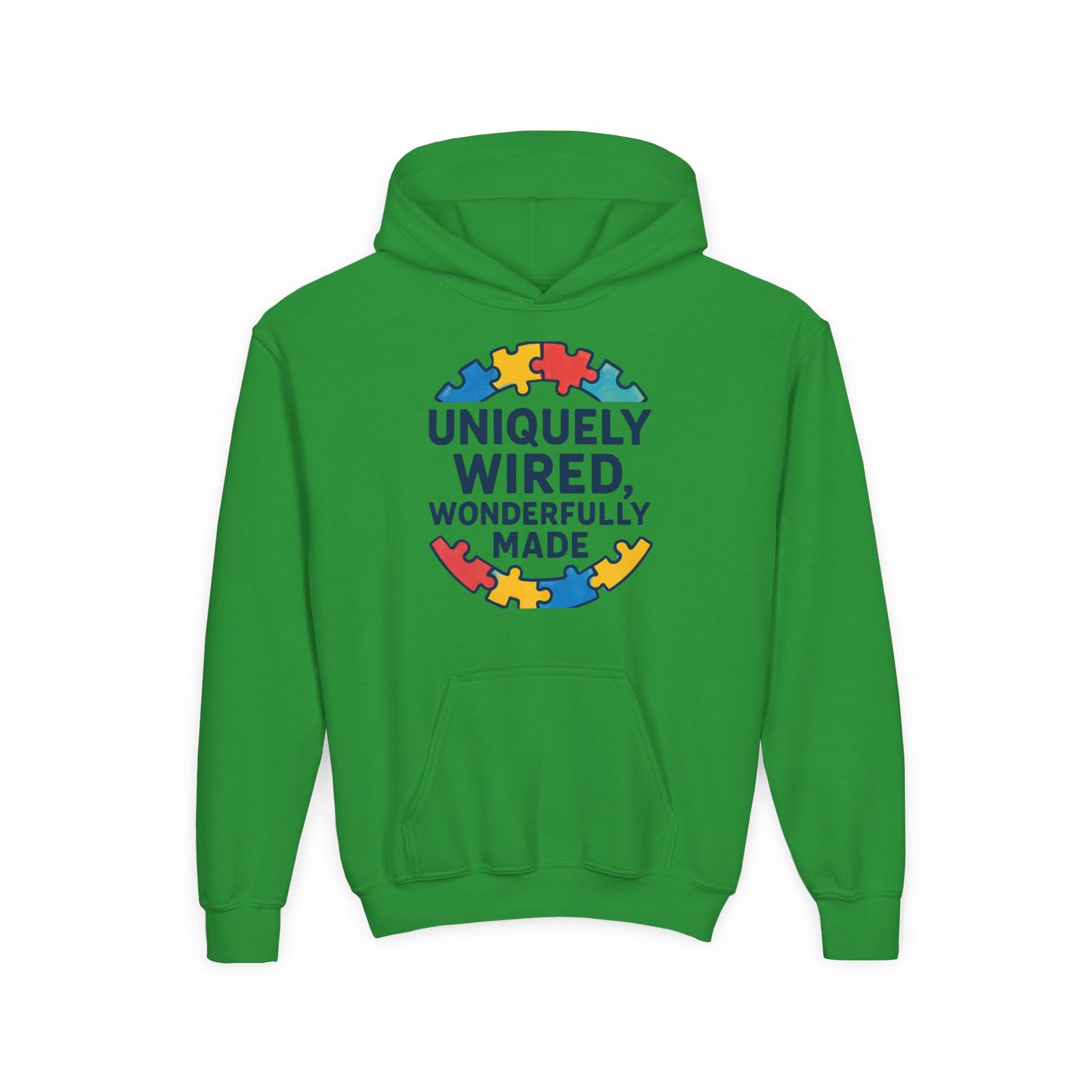 Soft Youth Hoodie – Inspirational “Uniquely Wired, Wonderfully Made” Pullover | Cozy Streetwear for Kids
