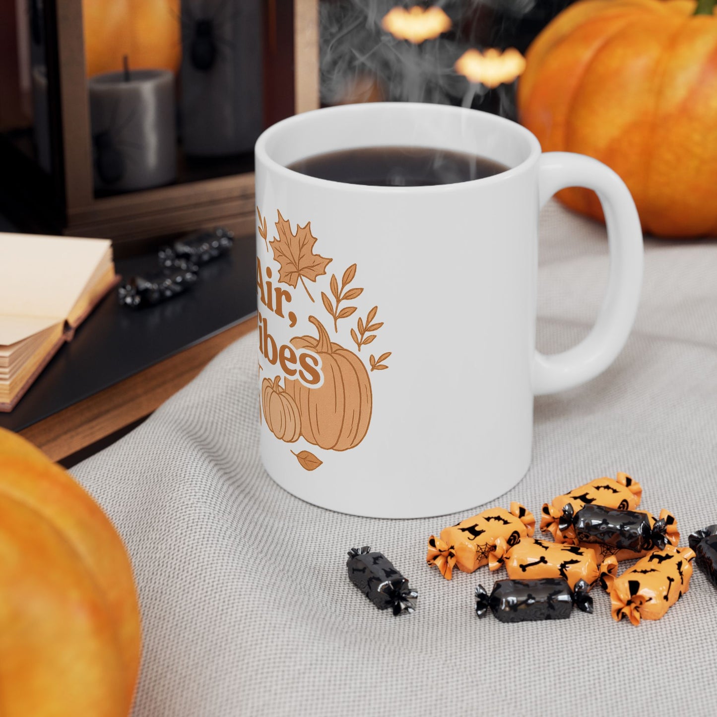 Cozy Fall Mug | Crisp Air Cozy Vibes Ceramic Cup, Autumn Drinkware