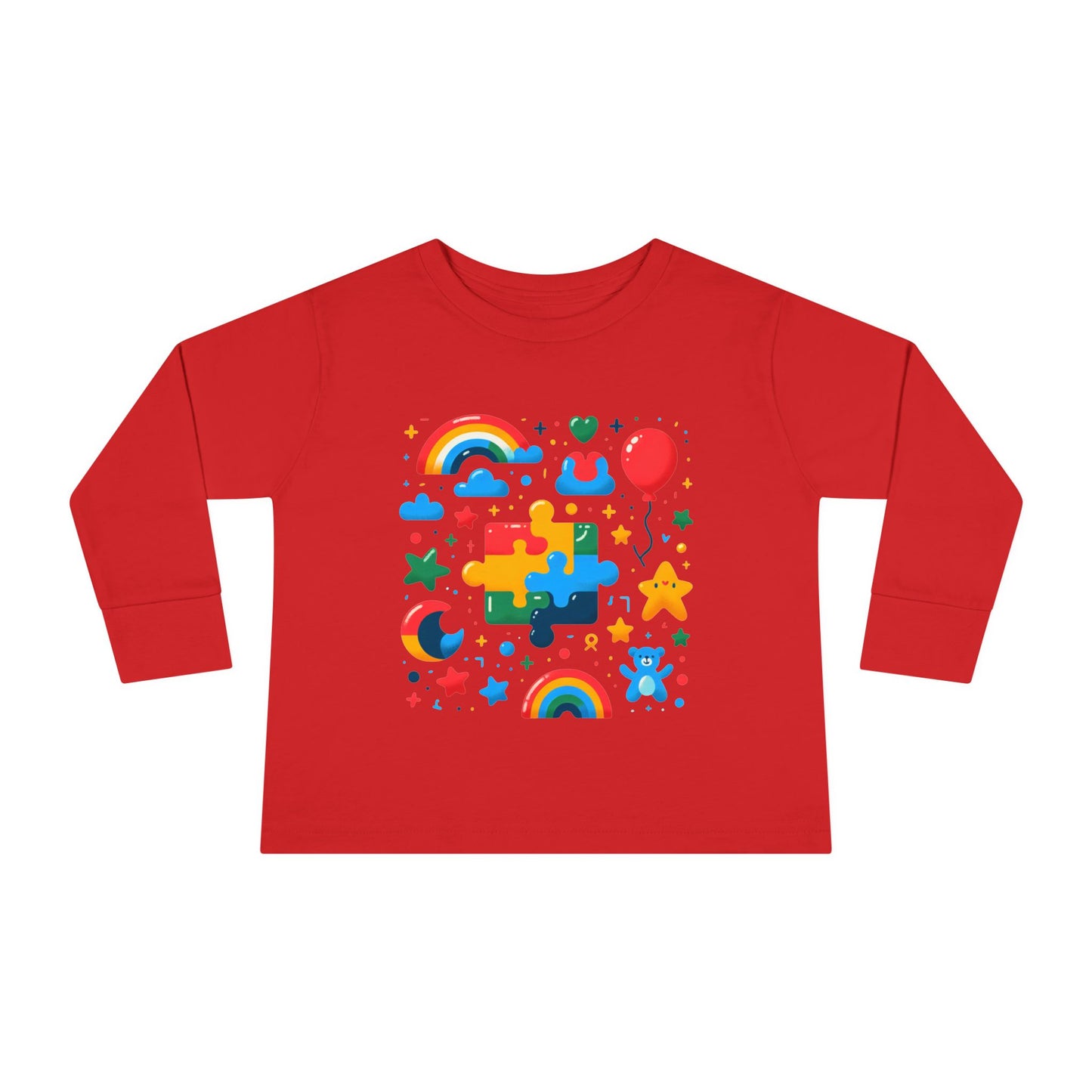 Rainbow Puzzle Toddler Shirt – Fun Long Sleeve Tee for Kids