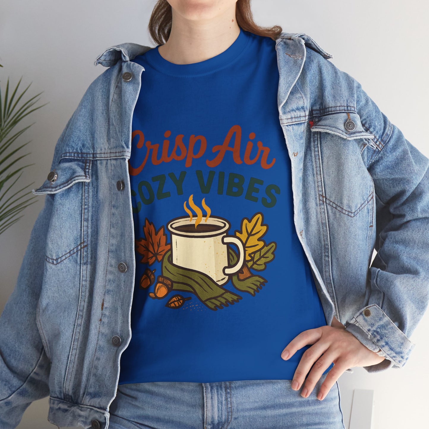Fall Graphic Tee | Crisp Air Cozy Vibes Unisex Cotton Shirt, Autumn Apparel