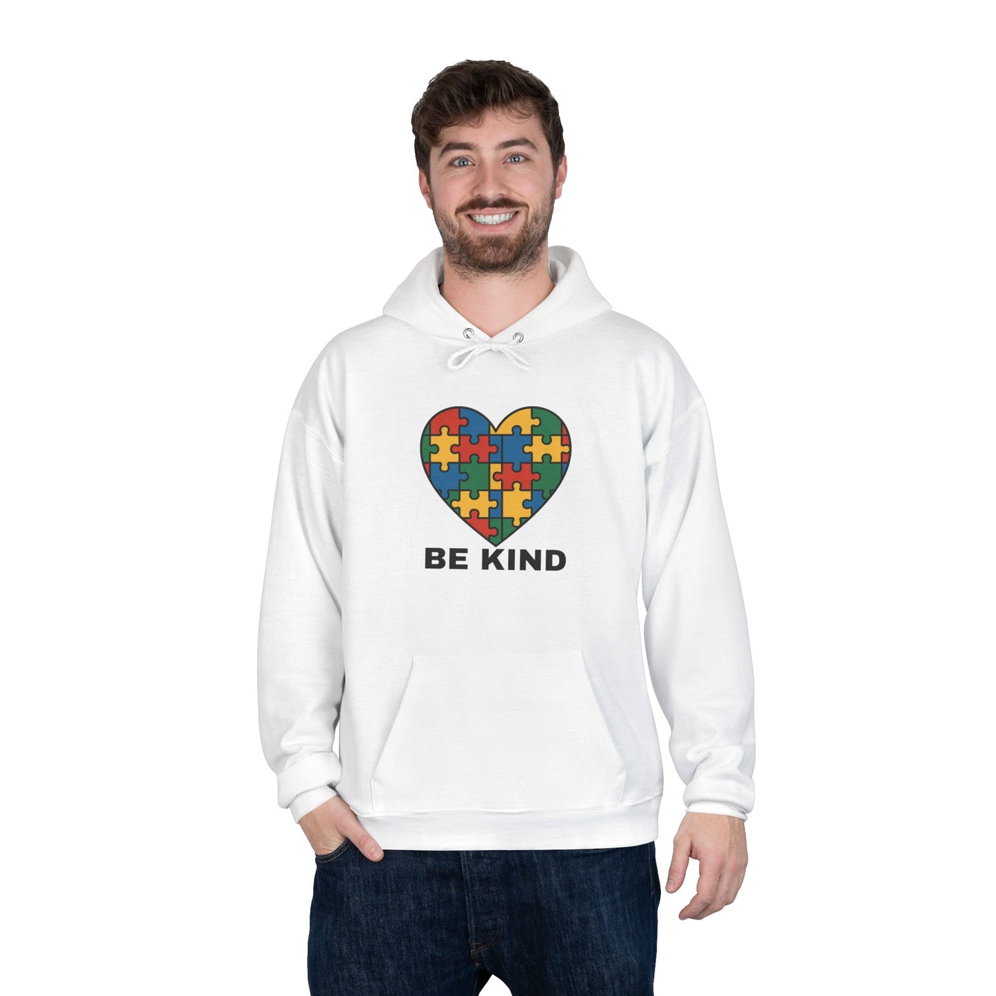 Autism Awareness Hoodie โ Kindness Puzzle Heart Eco-Friendly Unisex Sweatshirt