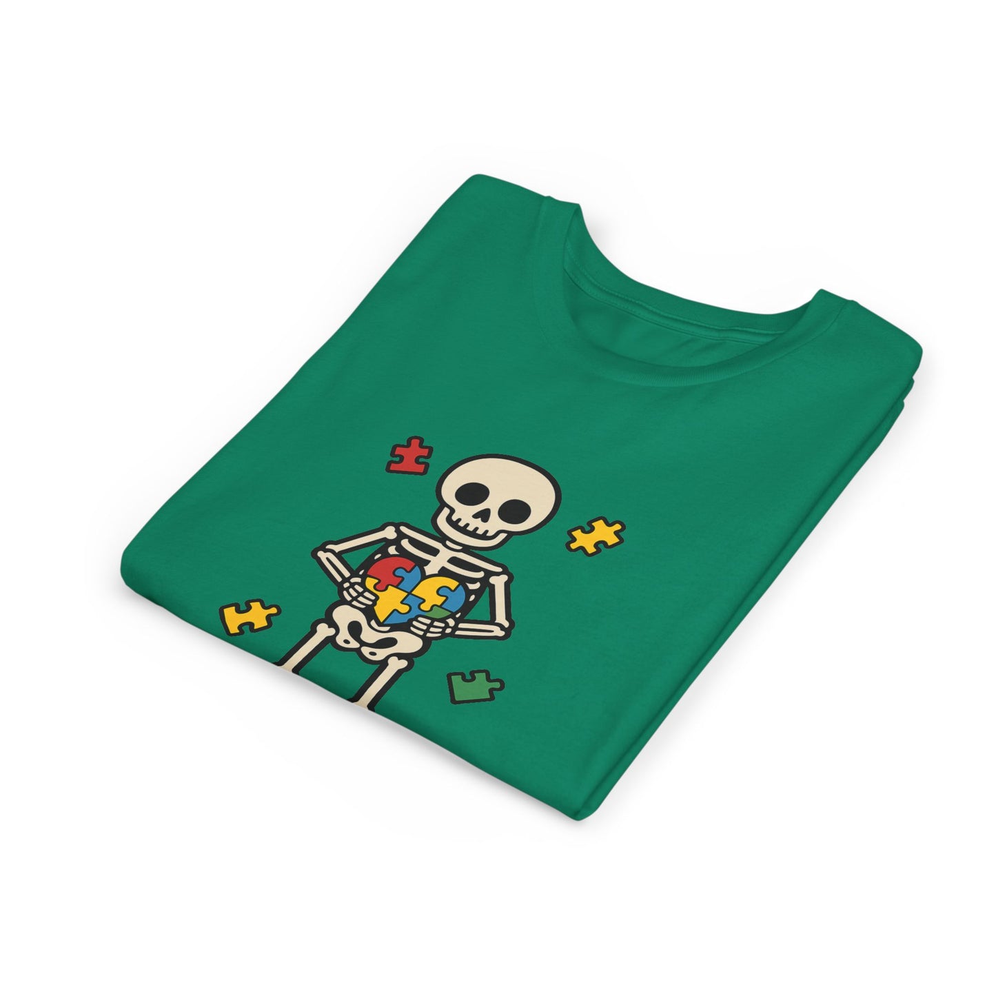 Spooky Skeleton Puzzle Heart Kids Tee β Fun Halloween Youth Shirt