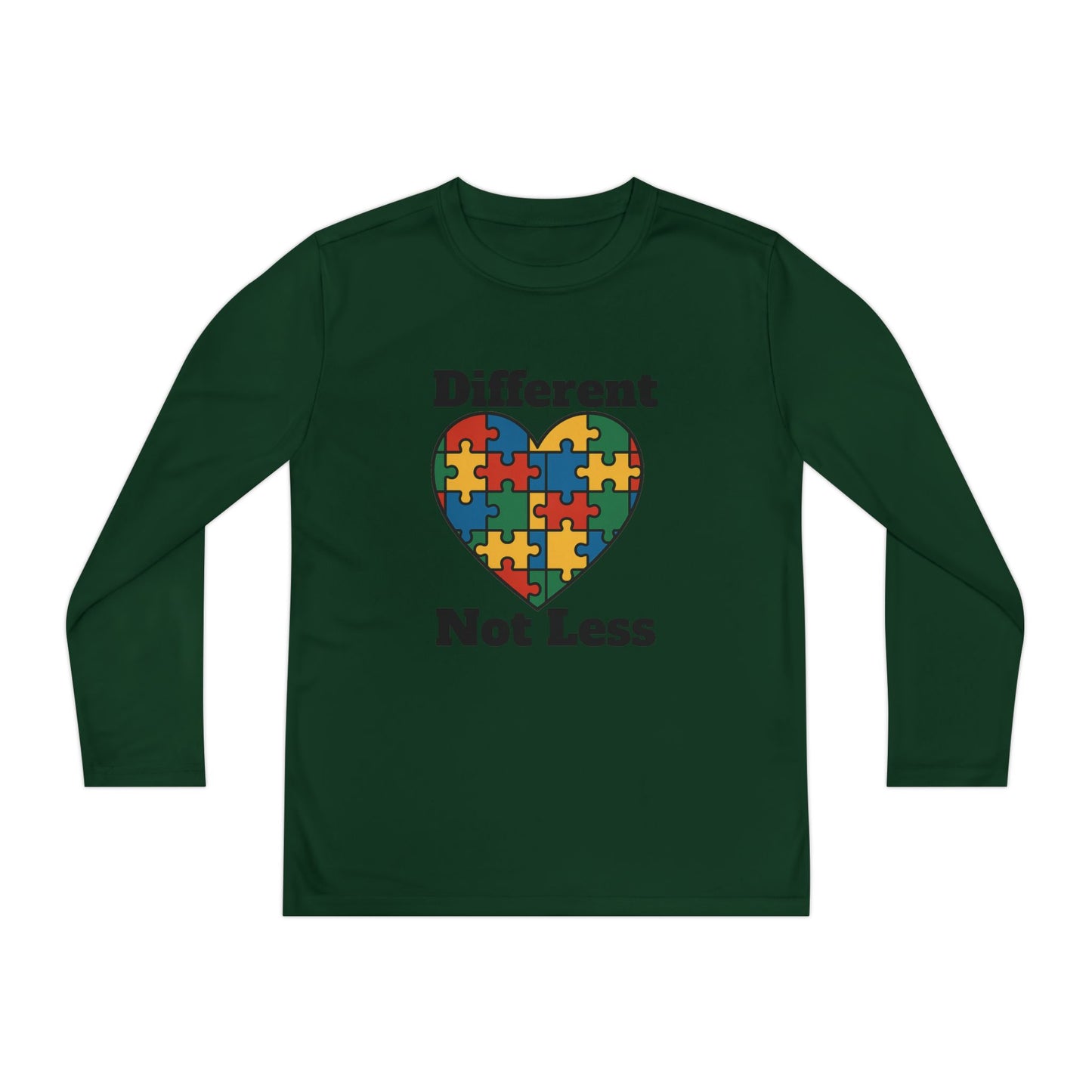 Youth Puzzle Heart Autism T-Shirt – Long Sleeve Supportive Top for Kids