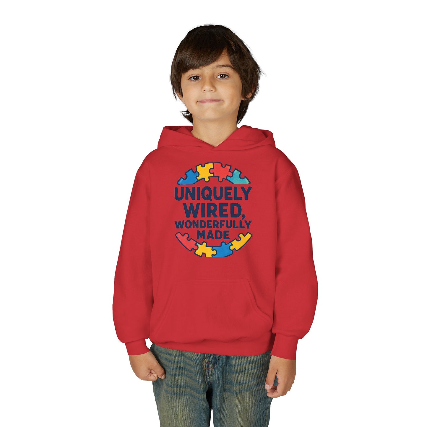 Soft Youth Hoodie – Inspirational “Uniquely Wired, Wonderfully Made” Pullover | Cozy Streetwear for Kids