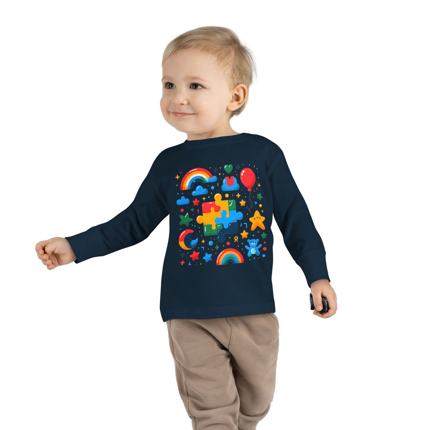 Rainbow Puzzle Toddler Shirt – Fun Long Sleeve Tee for Kids