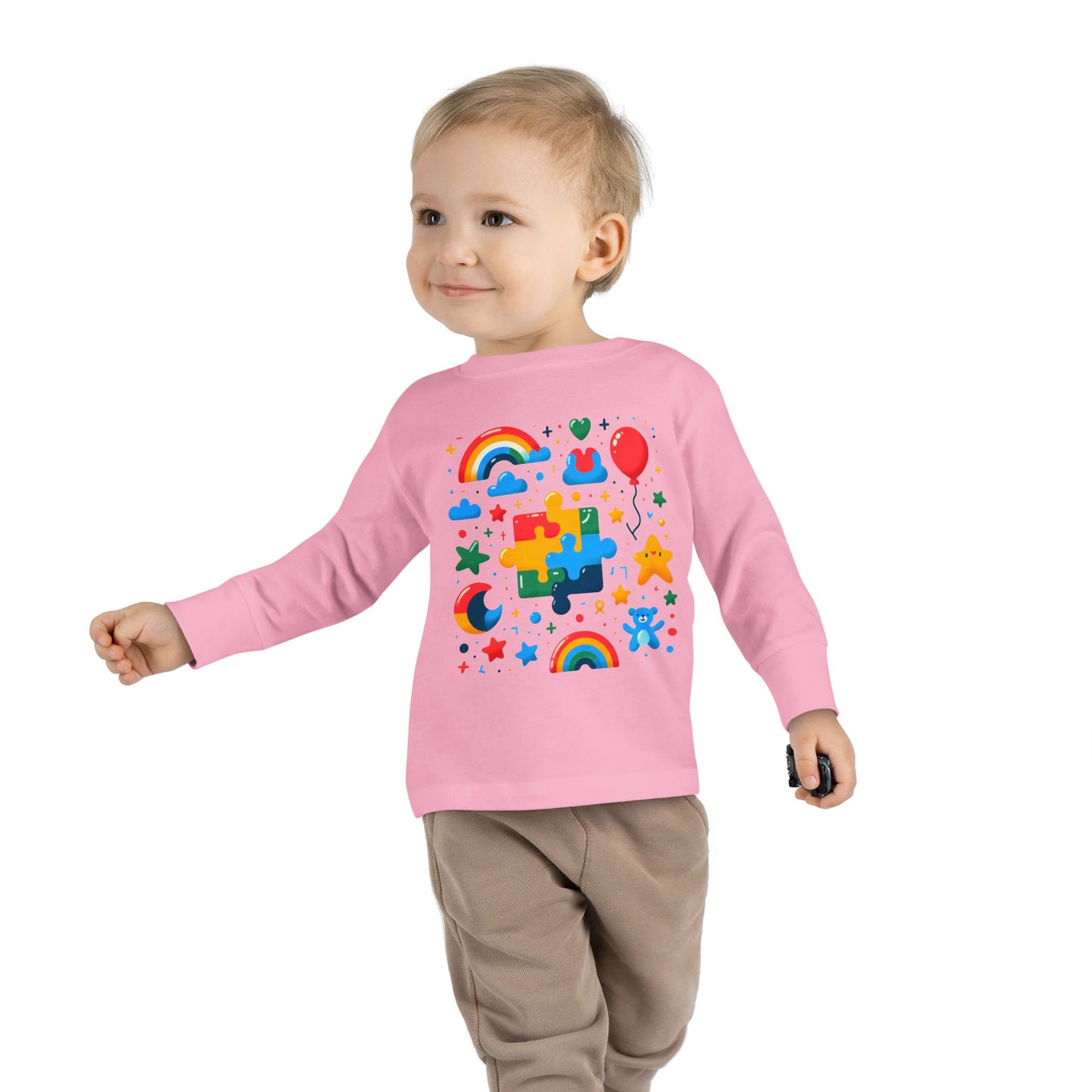 Rainbow Puzzle Toddler Shirt – Fun Long Sleeve Tee for Kids
