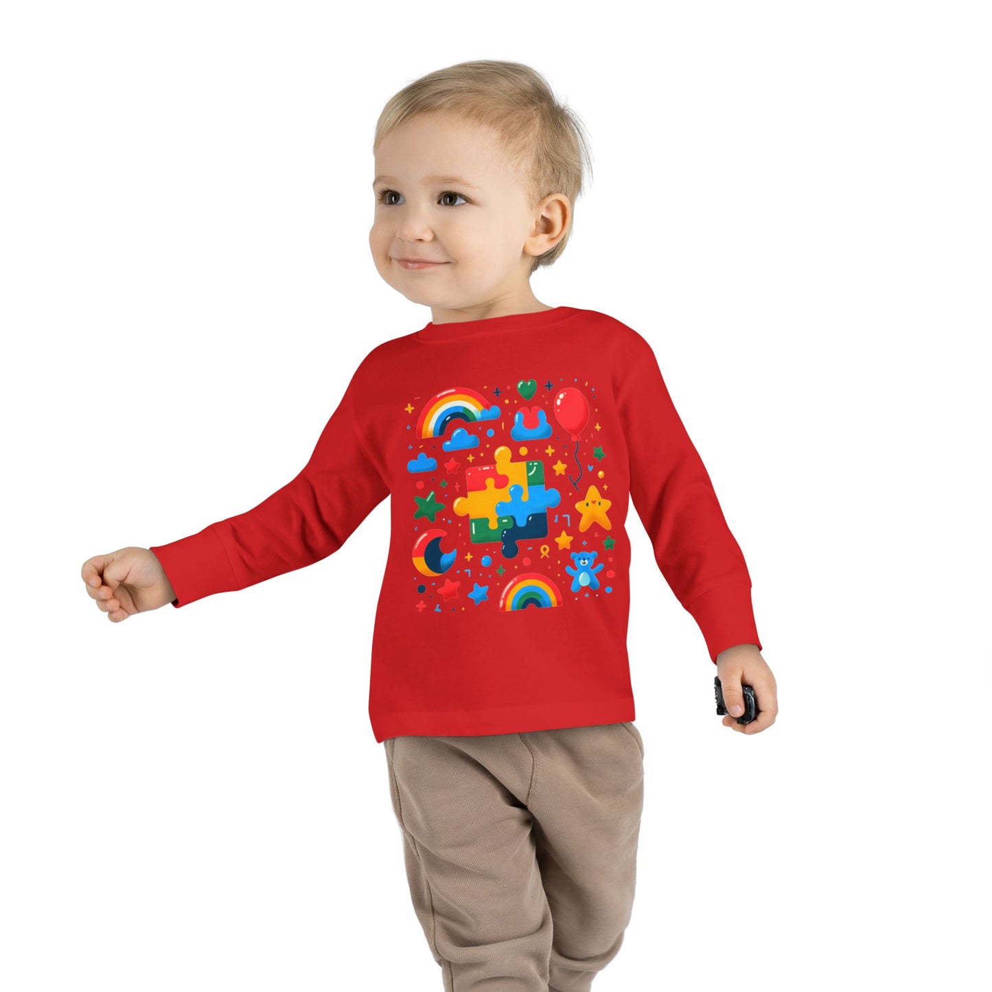 Rainbow Puzzle Toddler Shirt – Fun Long Sleeve Tee for Kids