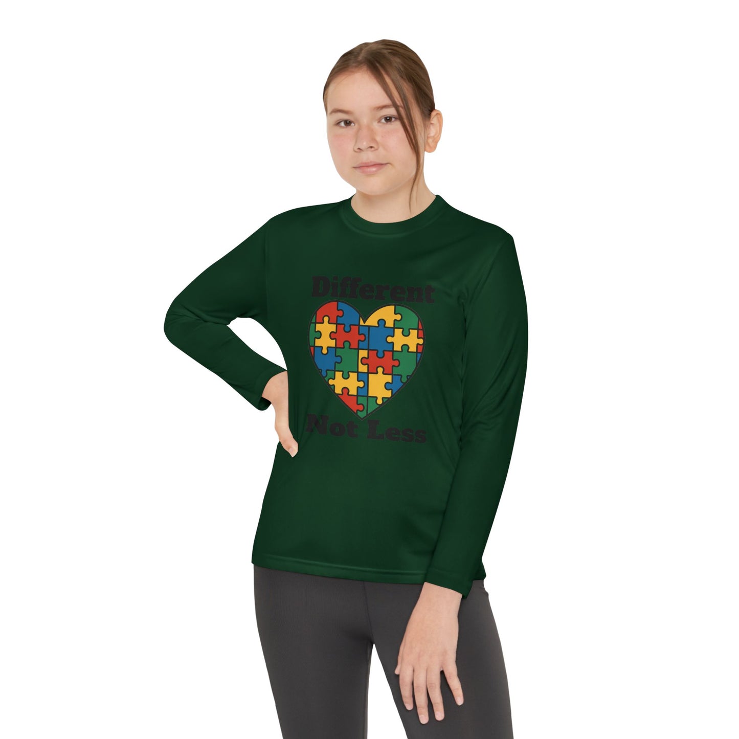 Youth Puzzle Heart Autism T-Shirt – Long Sleeve Supportive Top for Kids