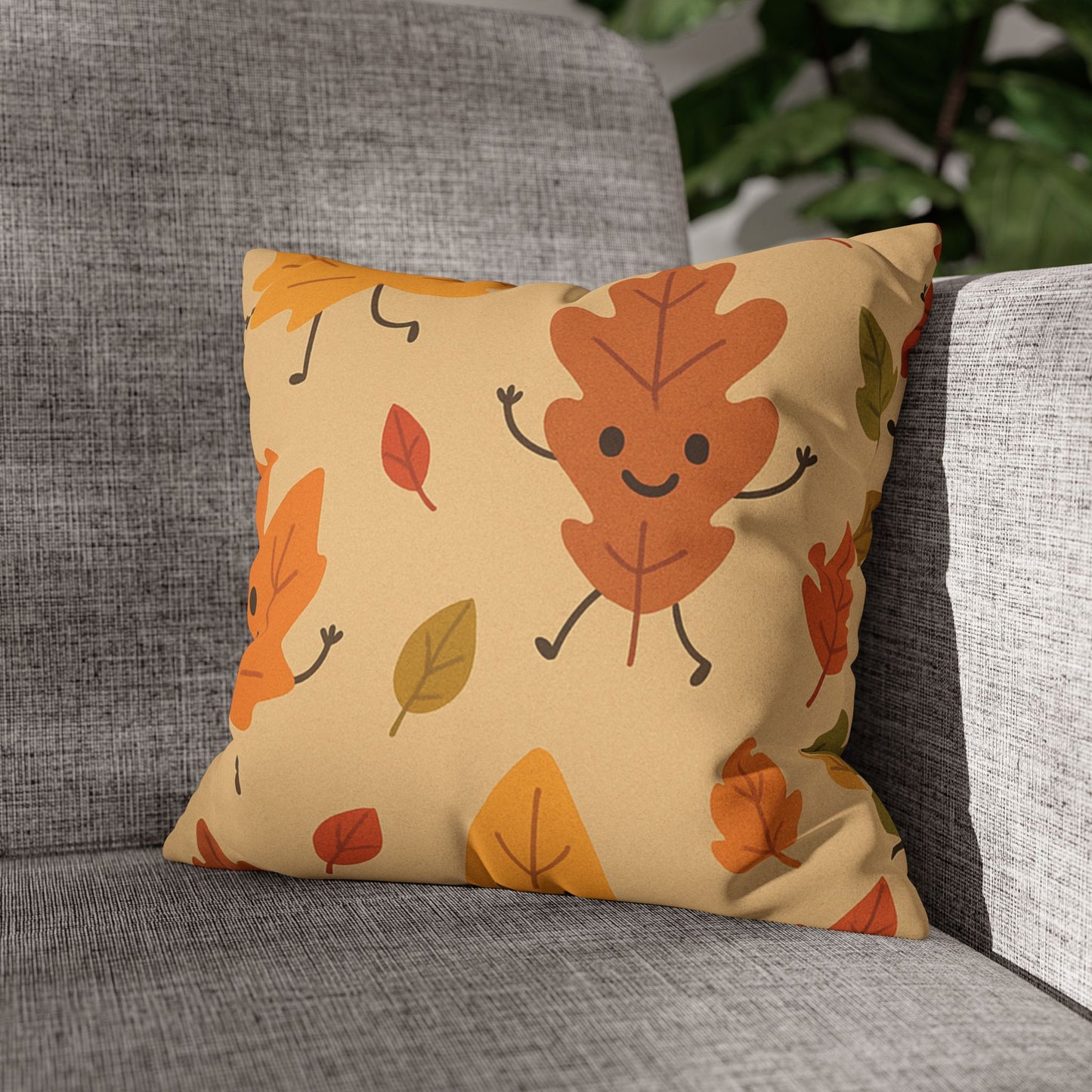 Cozy Autumn Pillow | Leaf Print Cushion Cover, Seasonal Home Accent, Thanksgiving Gift
