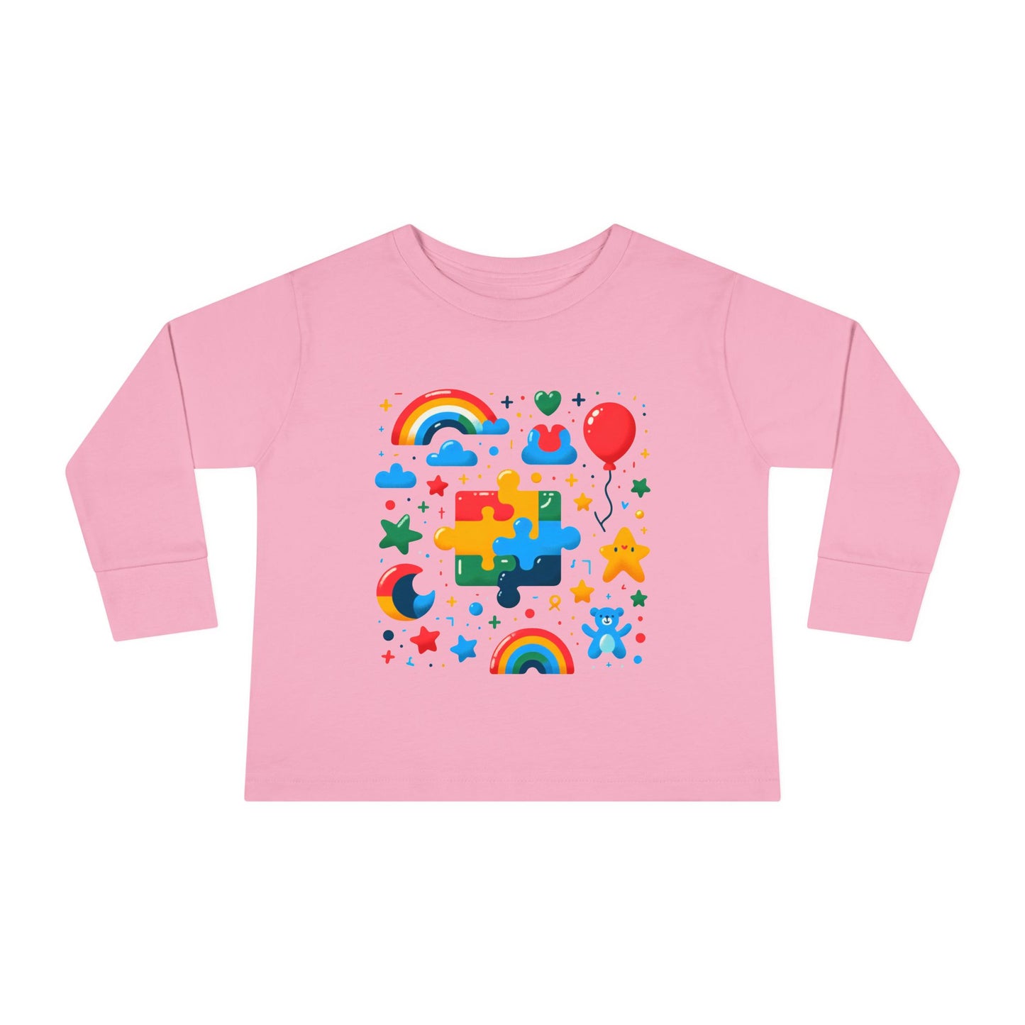 Rainbow Puzzle Toddler Shirt – Fun Long Sleeve Tee for Kids
