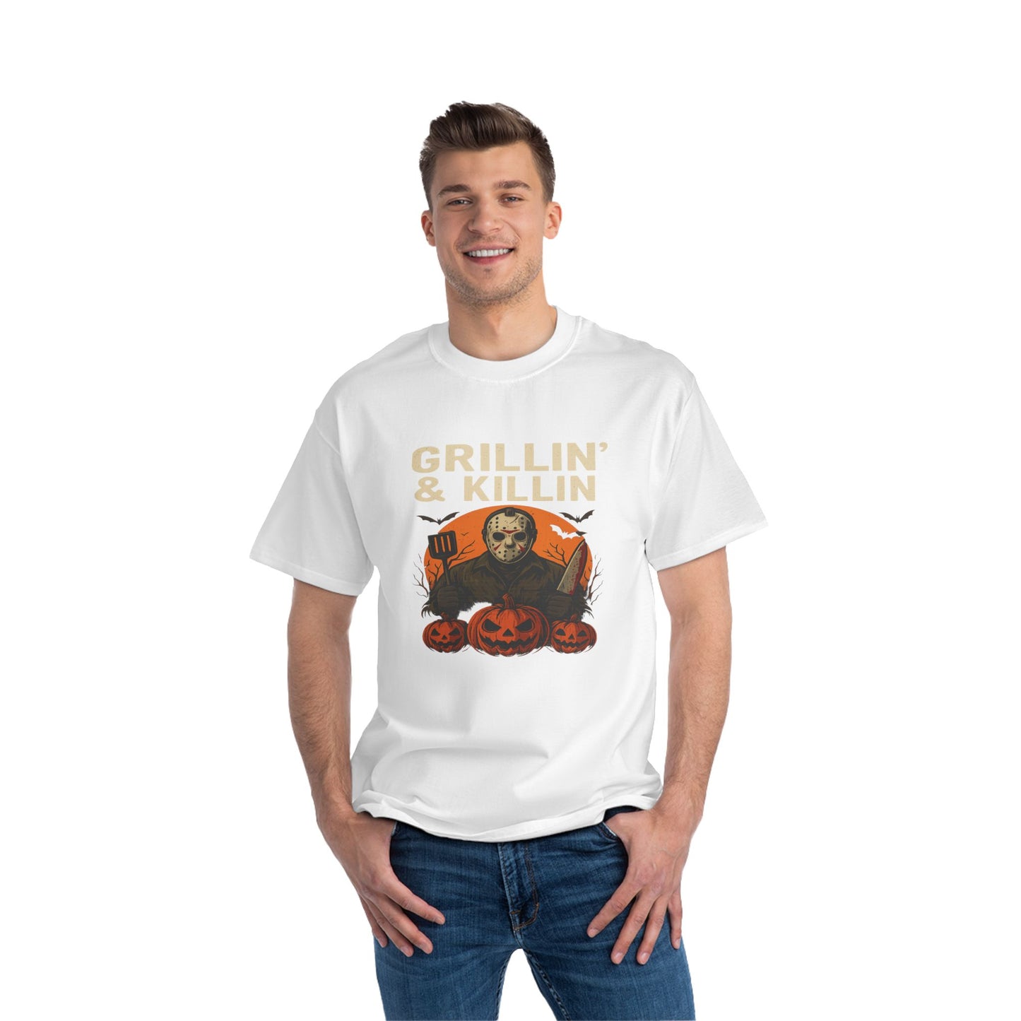 Halloween Grillin' & Killin' T-Shirt, Funny BBQ Shirt, Spooky Cookout Tee, Fall Celebration Apparel, Horror Fan Gift