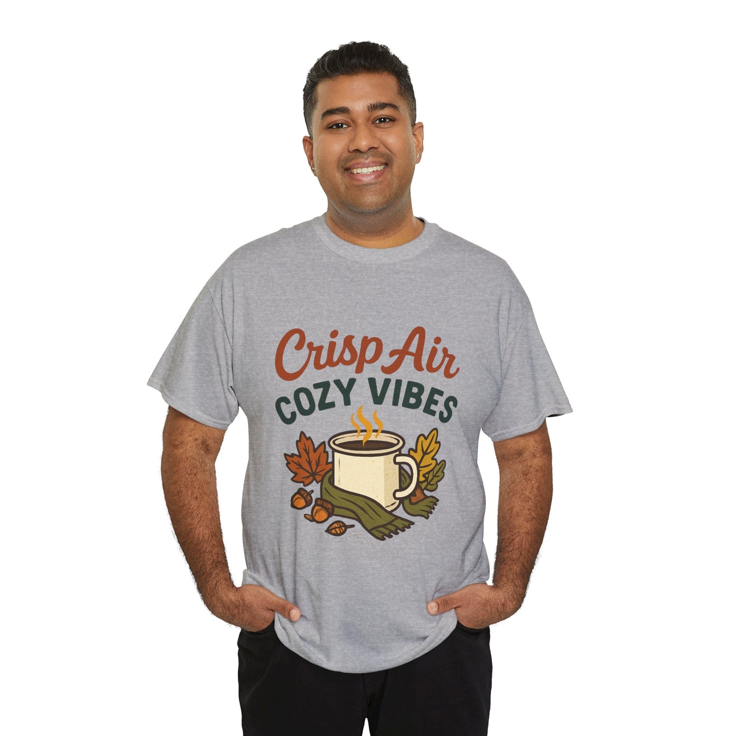 Fall Graphic Tee | Crisp Air Cozy Vibes Unisex Cotton Shirt, Autumn Apparel