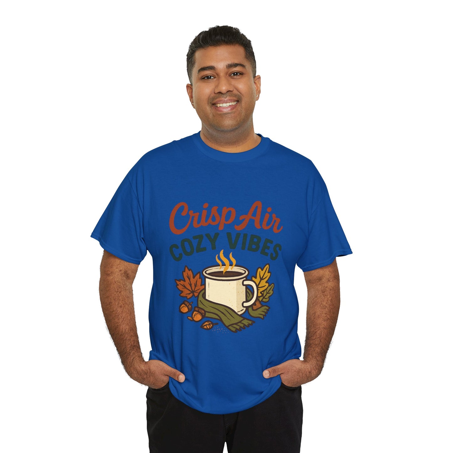 Fall Graphic Tee | Crisp Air Cozy Vibes Unisex Cotton Shirt, Autumn Apparel