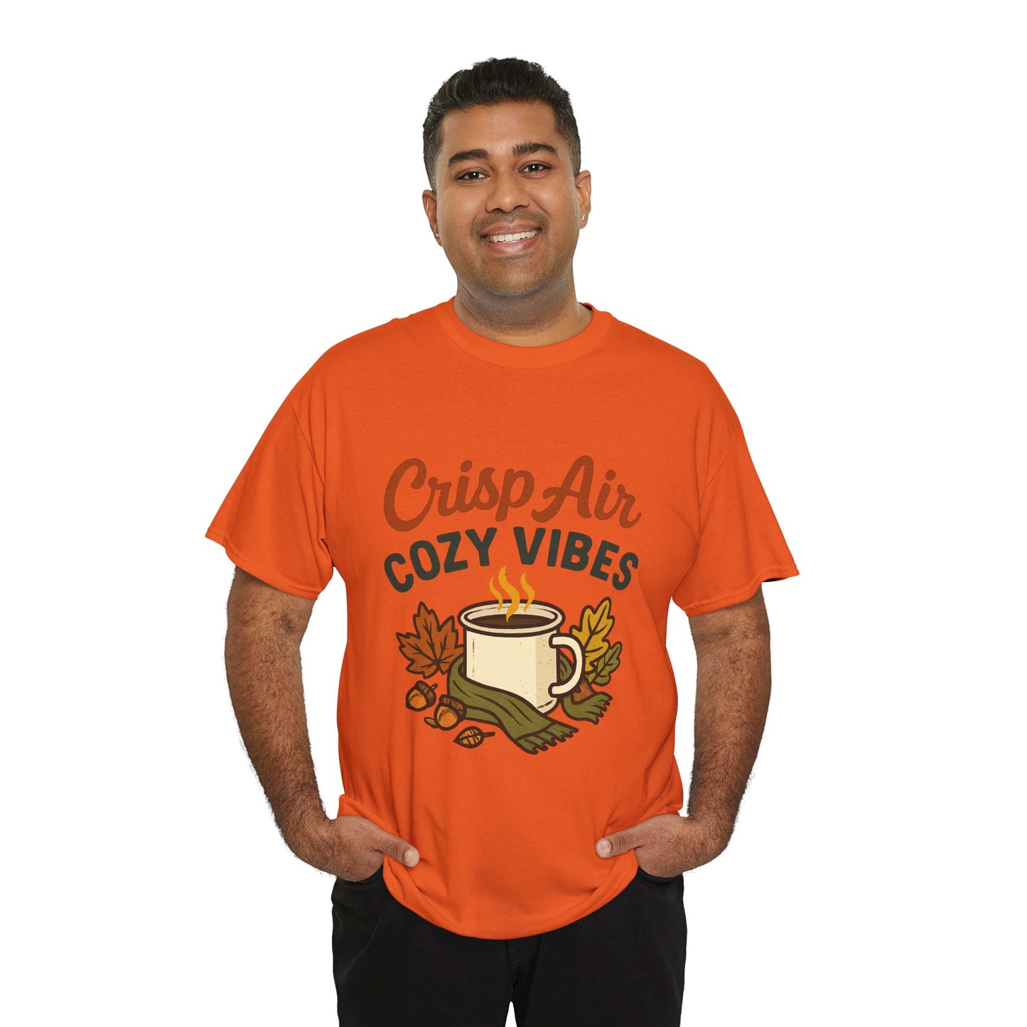 Fall Graphic Tee | Crisp Air Cozy Vibes Unisex Cotton Shirt, Autumn Apparel