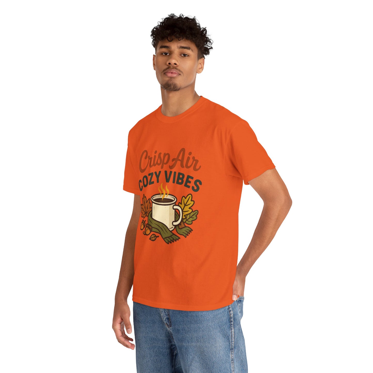 Fall Graphic Tee | Crisp Air Cozy Vibes Unisex Cotton Shirt, Autumn Apparel