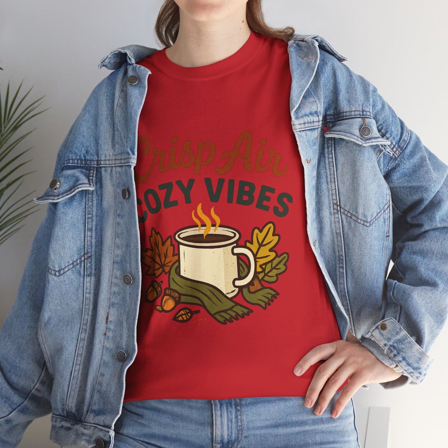 Fall Graphic Tee | Crisp Air Cozy Vibes Unisex Cotton Shirt, Autumn Apparel