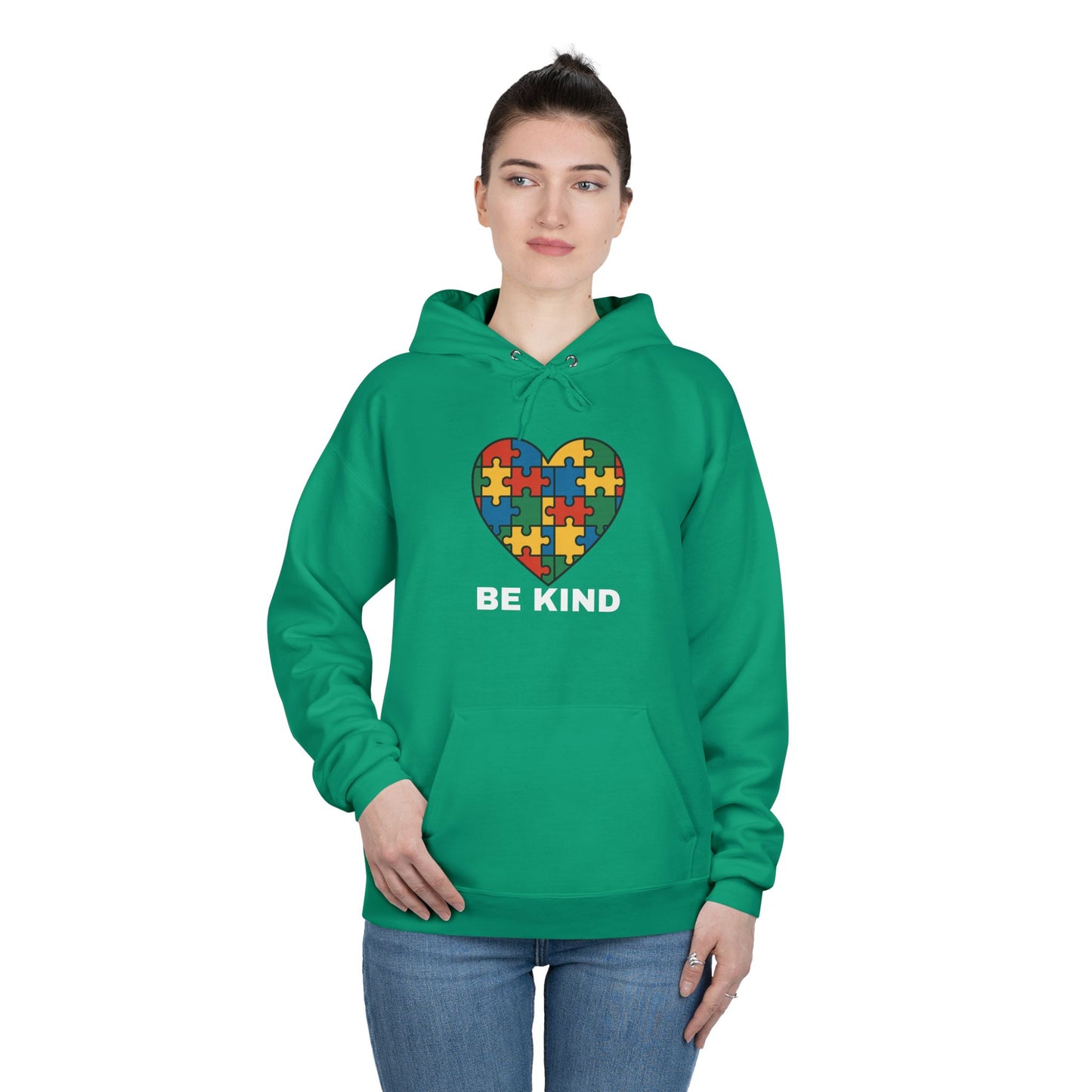 Autism Awareness Hoodie โ Kindness Puzzle Heart Eco-Friendly Unisex Sweatshirt