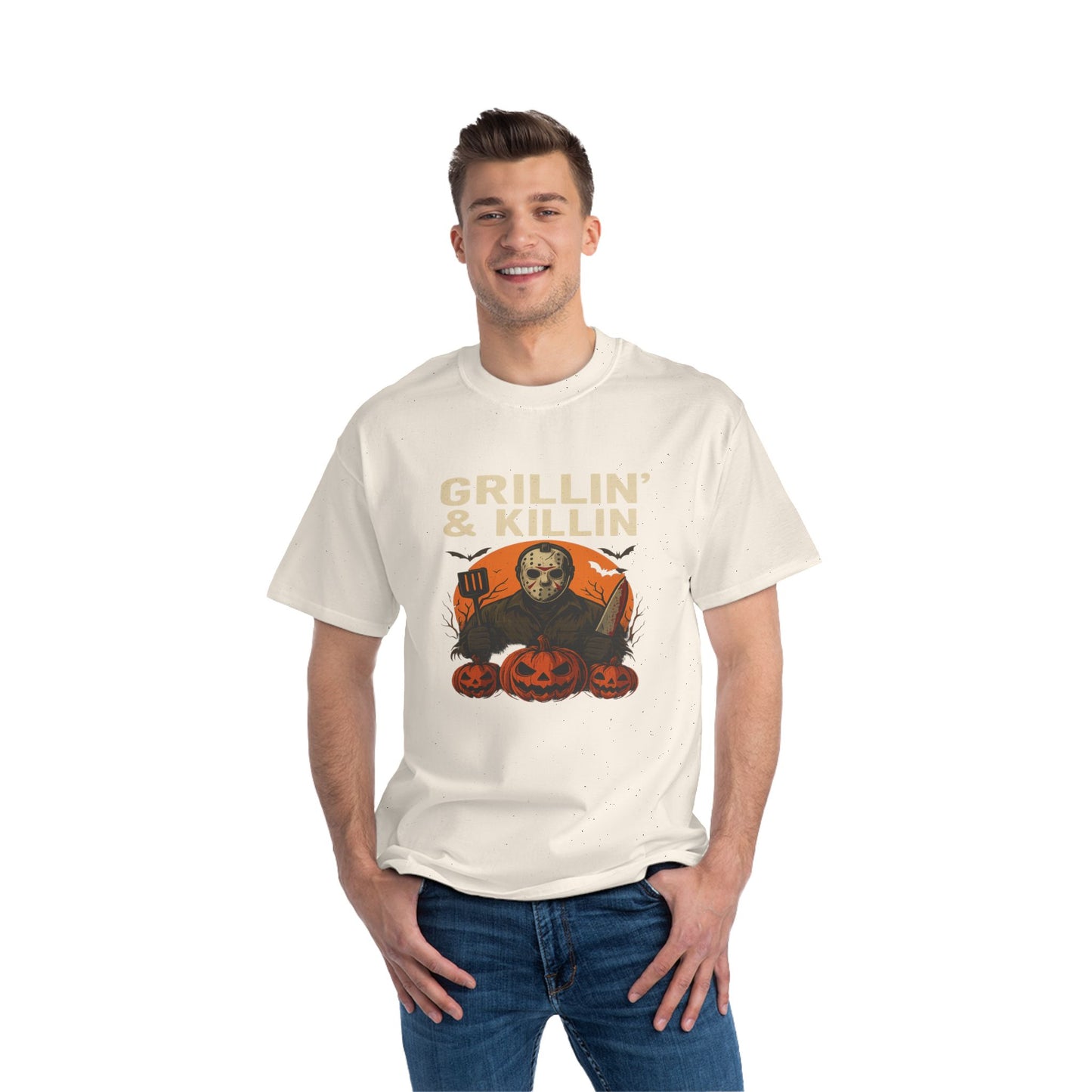 Halloween Grillin' & Killin' T-Shirt, Funny BBQ Shirt, Spooky Cookout Tee, Fall Celebration Apparel, Horror Fan Gift