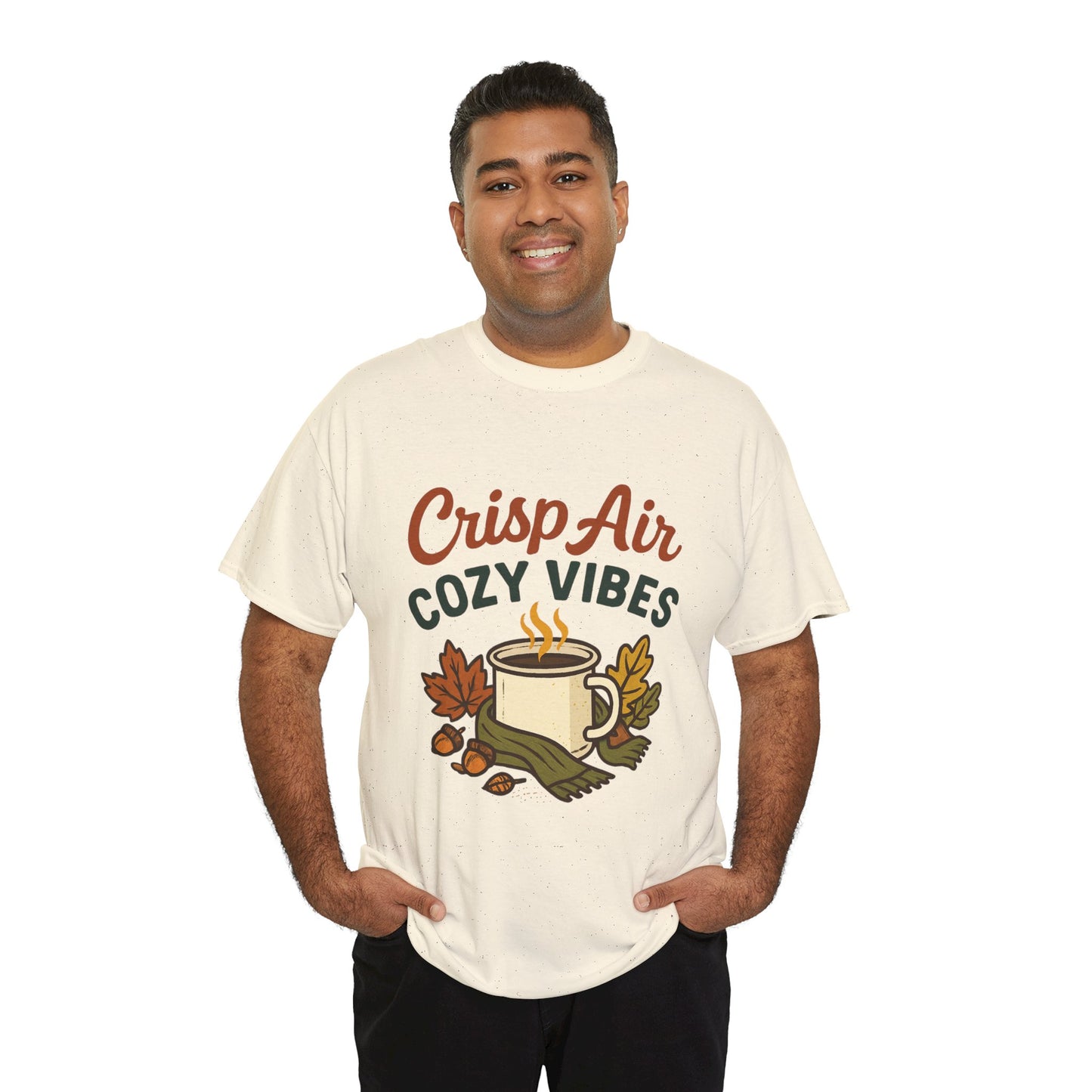 Fall Graphic Tee | Crisp Air Cozy Vibes Unisex Cotton Shirt, Autumn Apparel