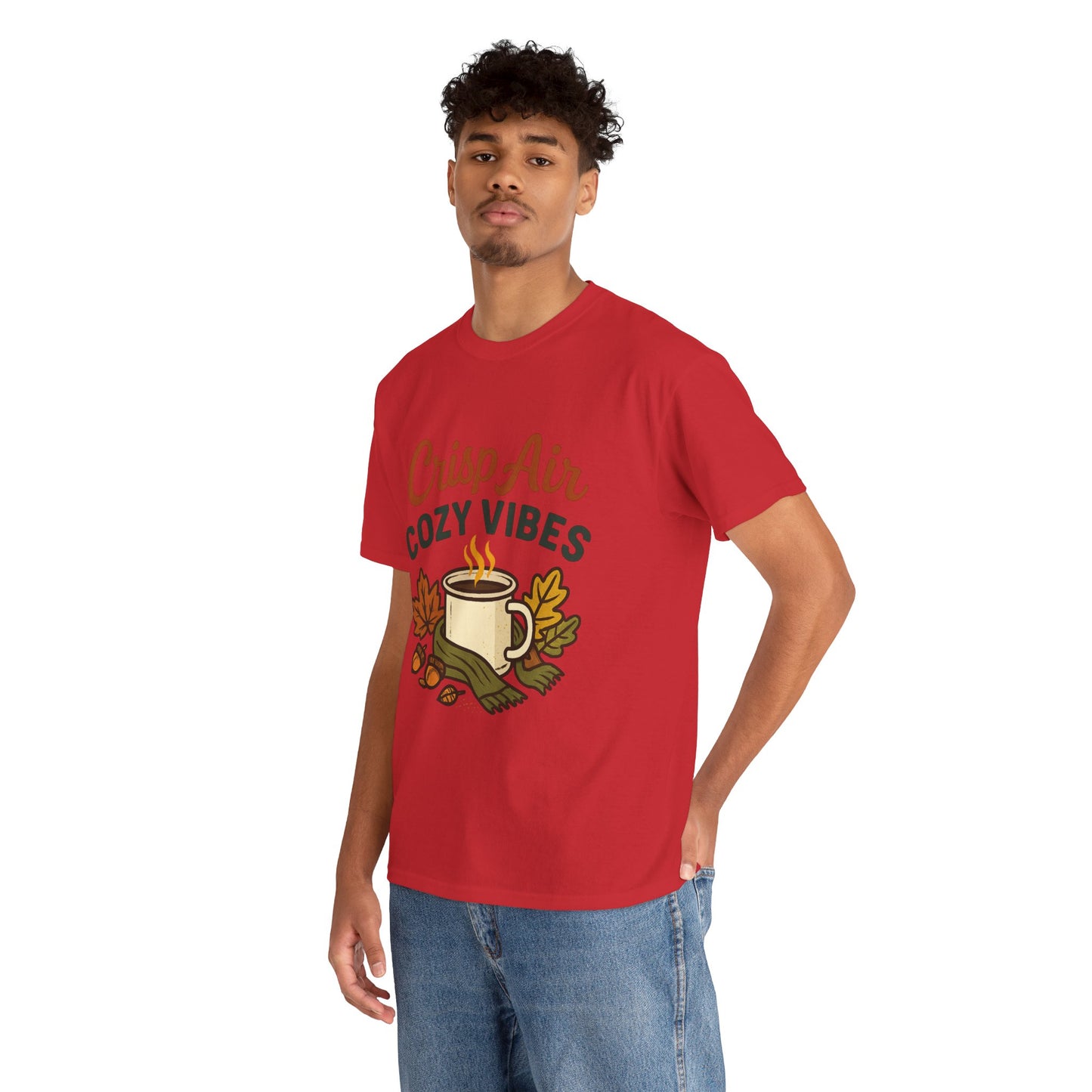 Fall Graphic Tee | Crisp Air Cozy Vibes Unisex Cotton Shirt, Autumn Apparel