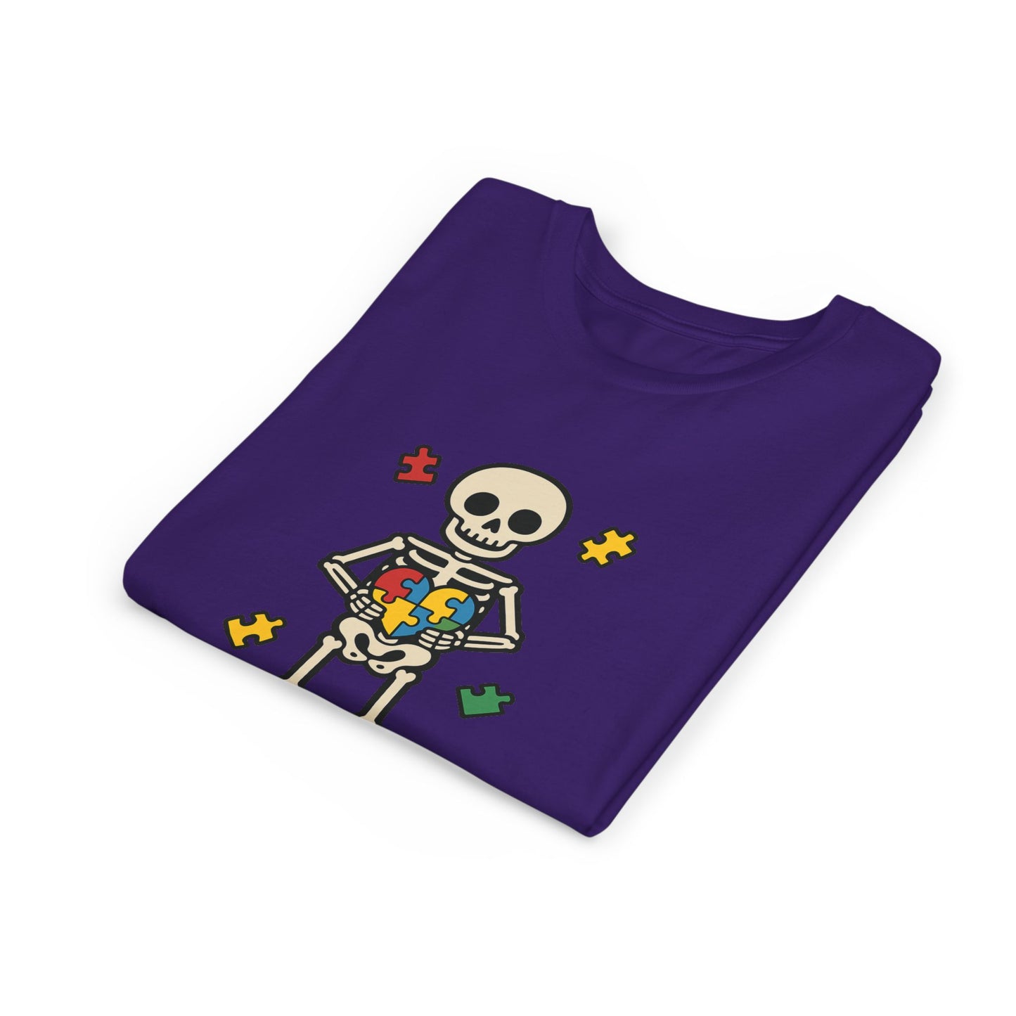 Spooky Skeleton Puzzle Heart Kids Tee β Fun Halloween Youth Shirt