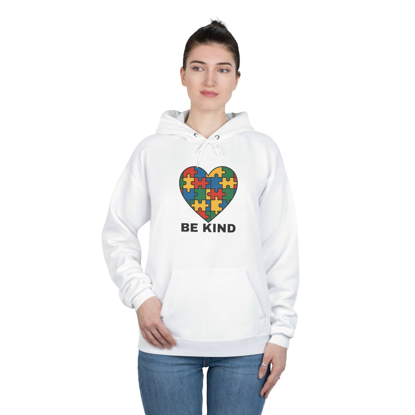 Autism Awareness Hoodie โ Kindness Puzzle Heart Eco-Friendly Unisex Sweatshirt