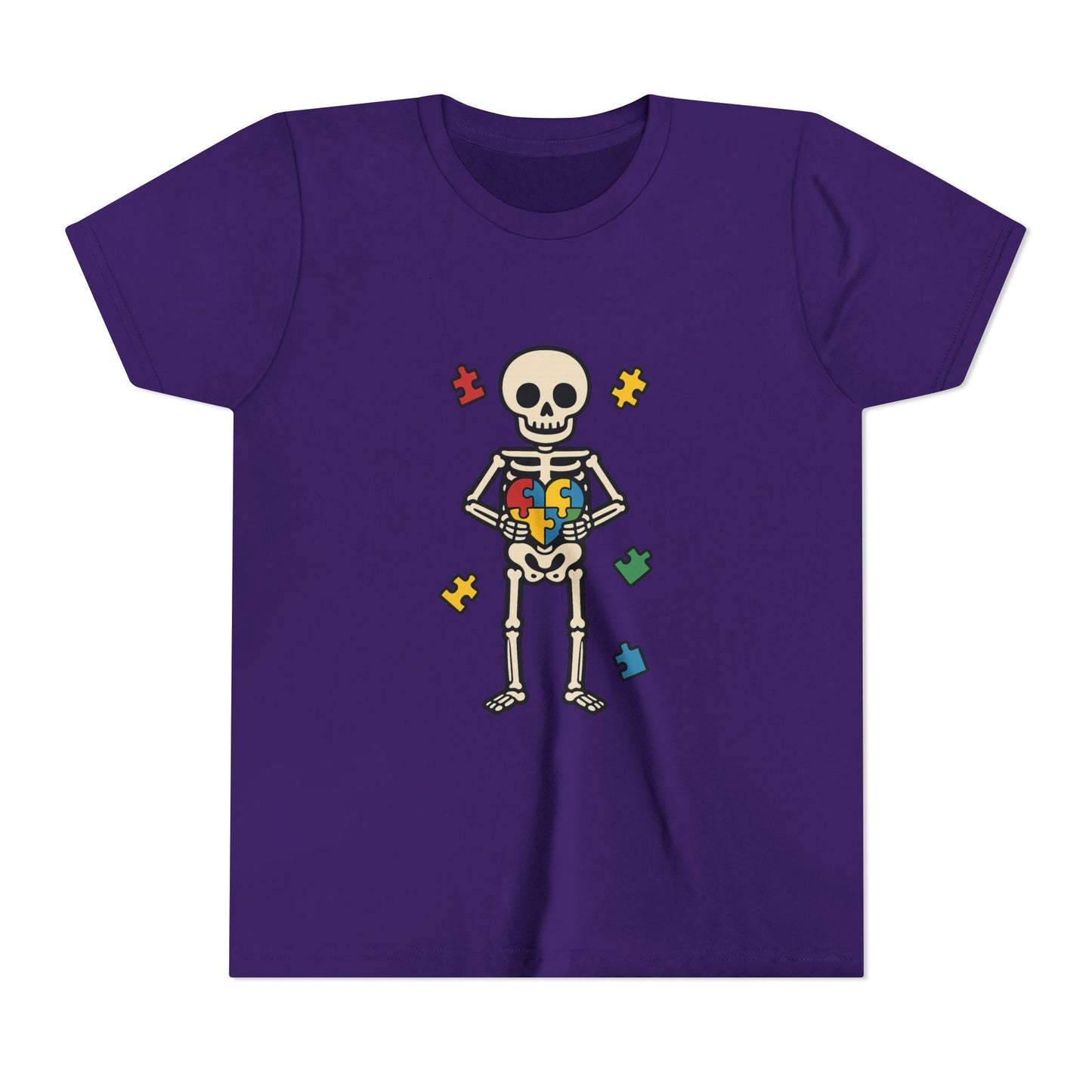 Spooky Skeleton Puzzle Heart Kids Tee β Fun Halloween Youth Shirt