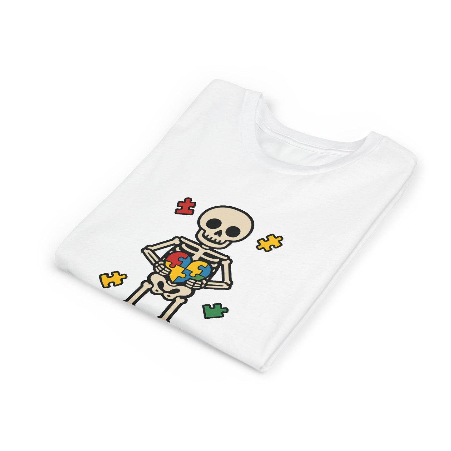 Spooky Skeleton Puzzle Heart Kids Tee β Fun Halloween Youth Shirt