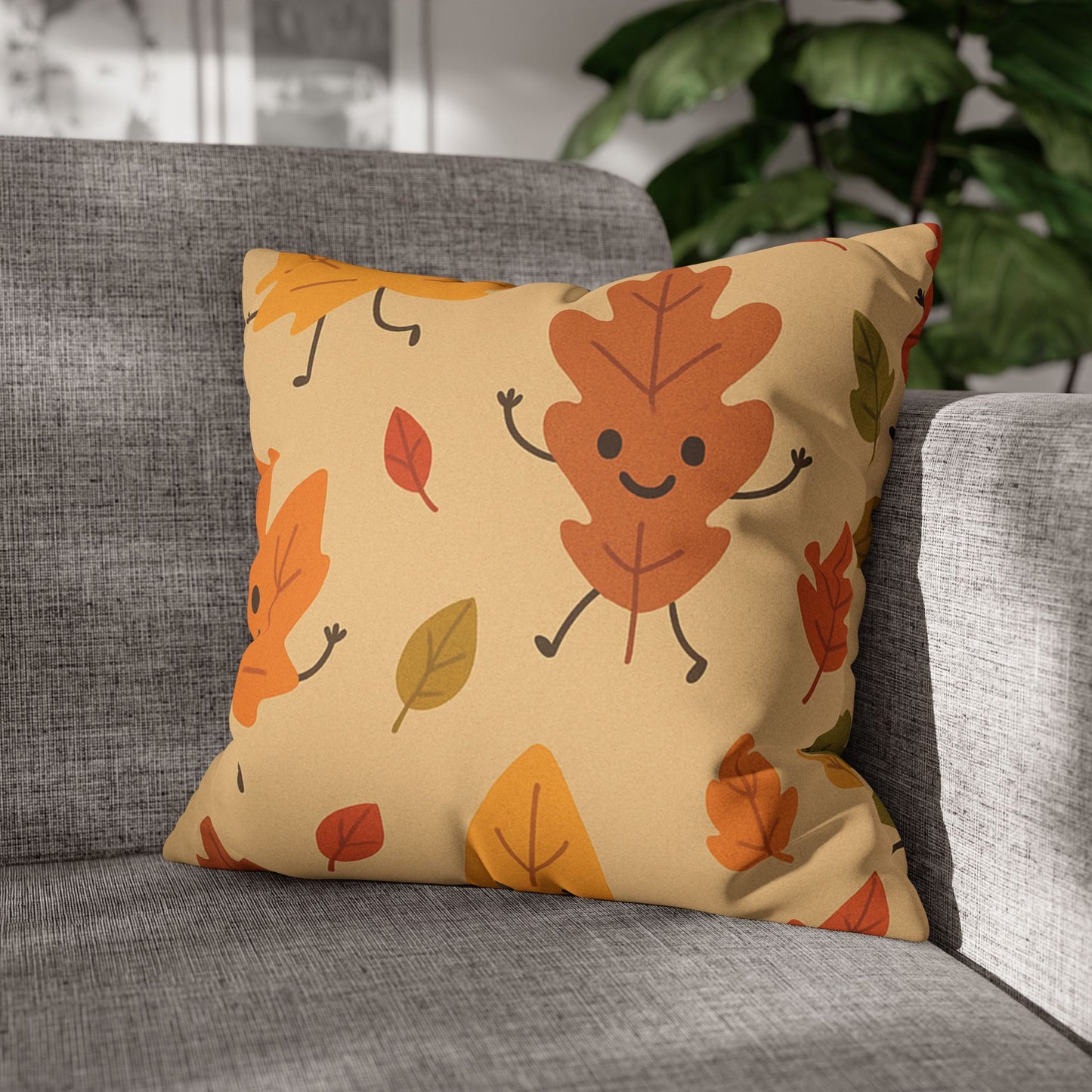 Cozy Autumn Pillow | Leaf Print Cushion Cover, Seasonal Home Accent, Thanksgiving Gift
