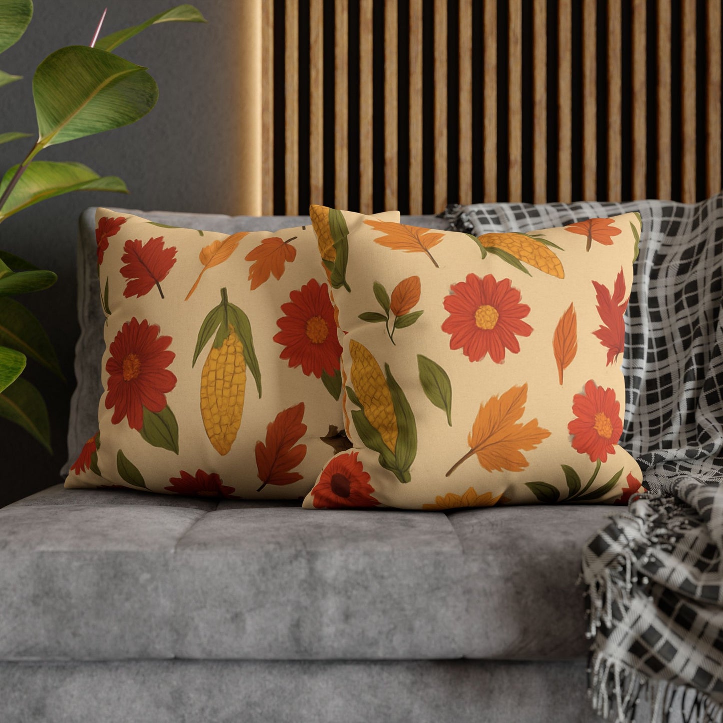 Autumn Floral Pillowcase, Cozy Home Decor, Fall Accent Cushion Case, Seasonal Throw Pillow, Thanksgiving Gift Idea