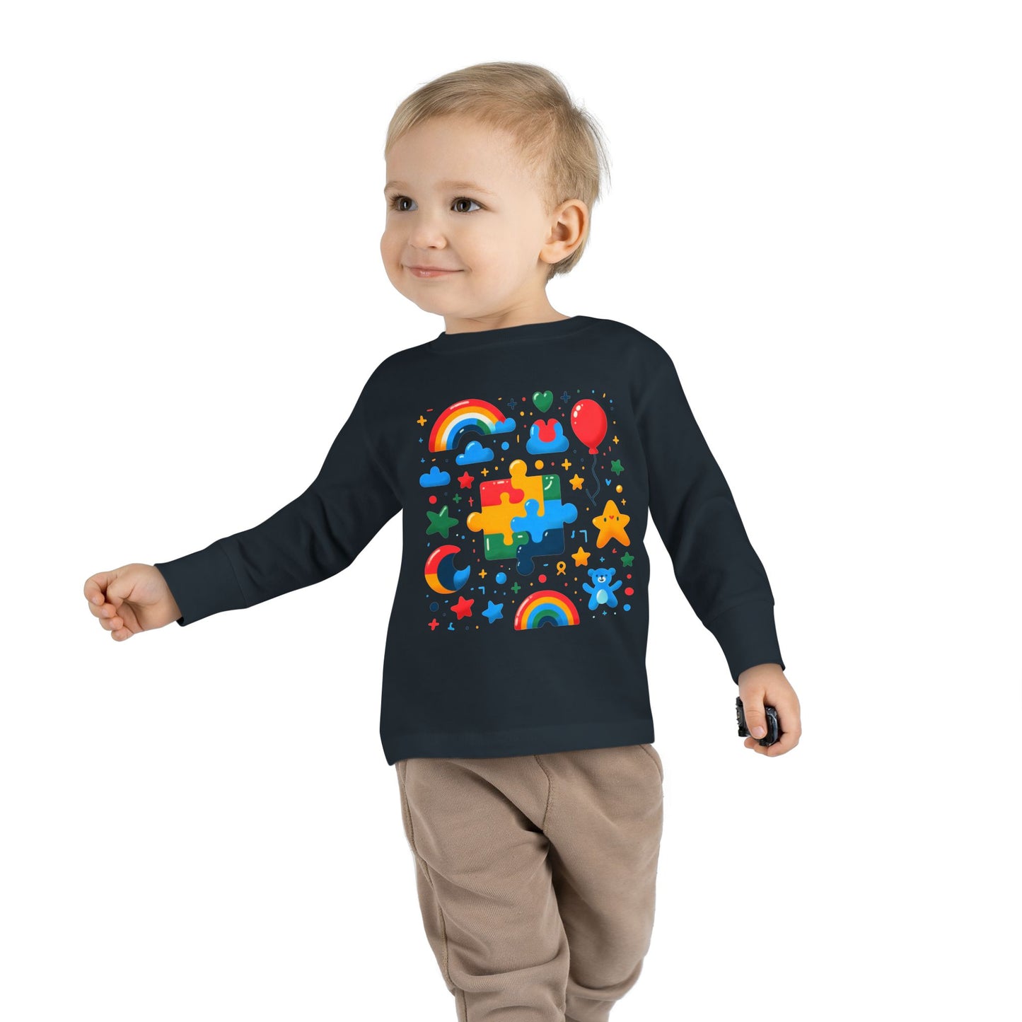 Rainbow Puzzle Toddler Shirt – Fun Long Sleeve Tee for Kids