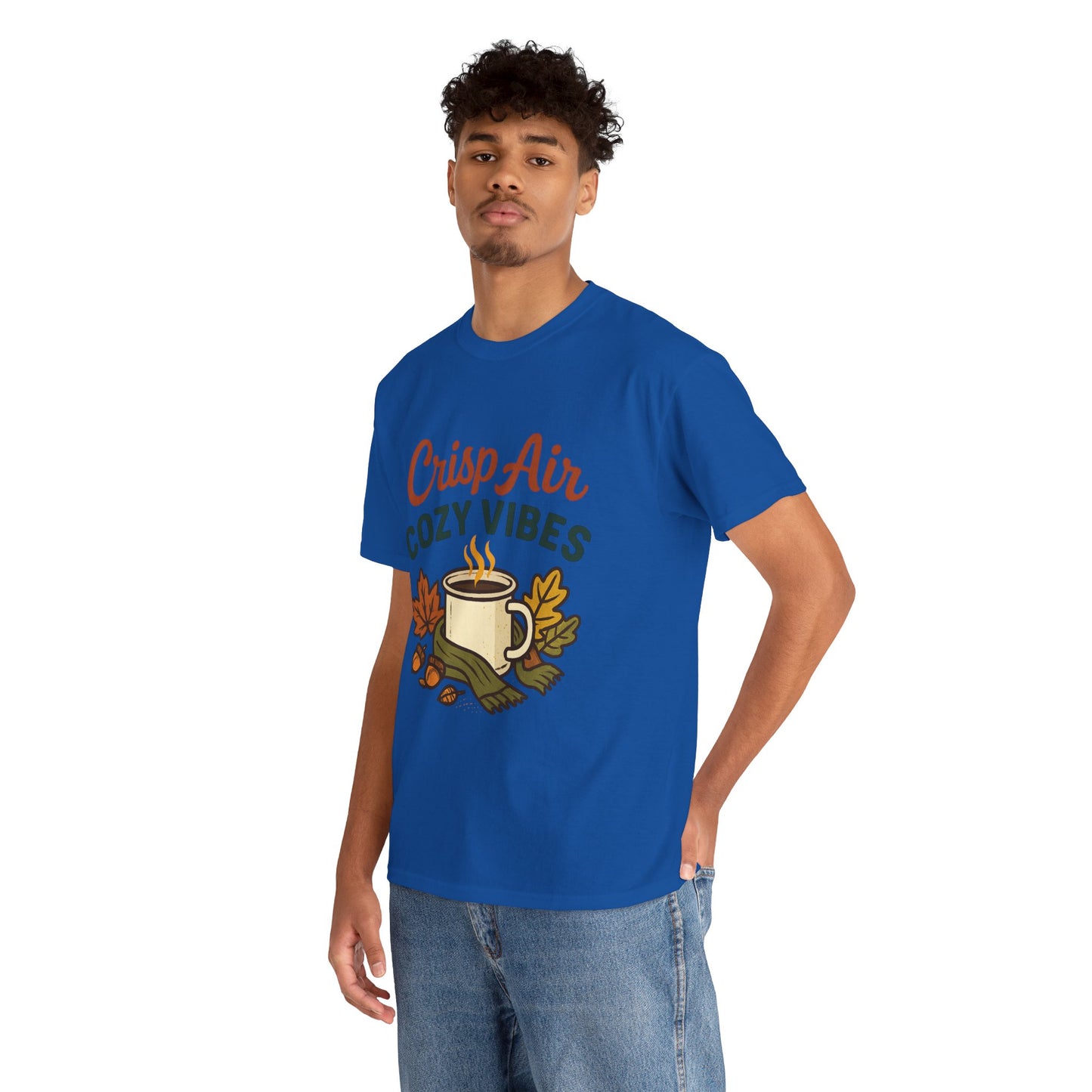 Fall Graphic Tee | Crisp Air Cozy Vibes Unisex Cotton Shirt, Autumn Apparel