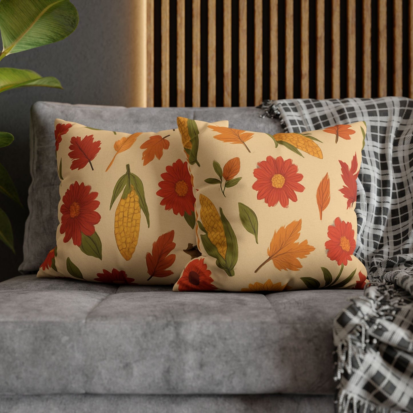Autumn Floral Pillowcase, Cozy Home Decor, Fall Accent Cushion Case, Seasonal Throw Pillow, Thanksgiving Gift Idea