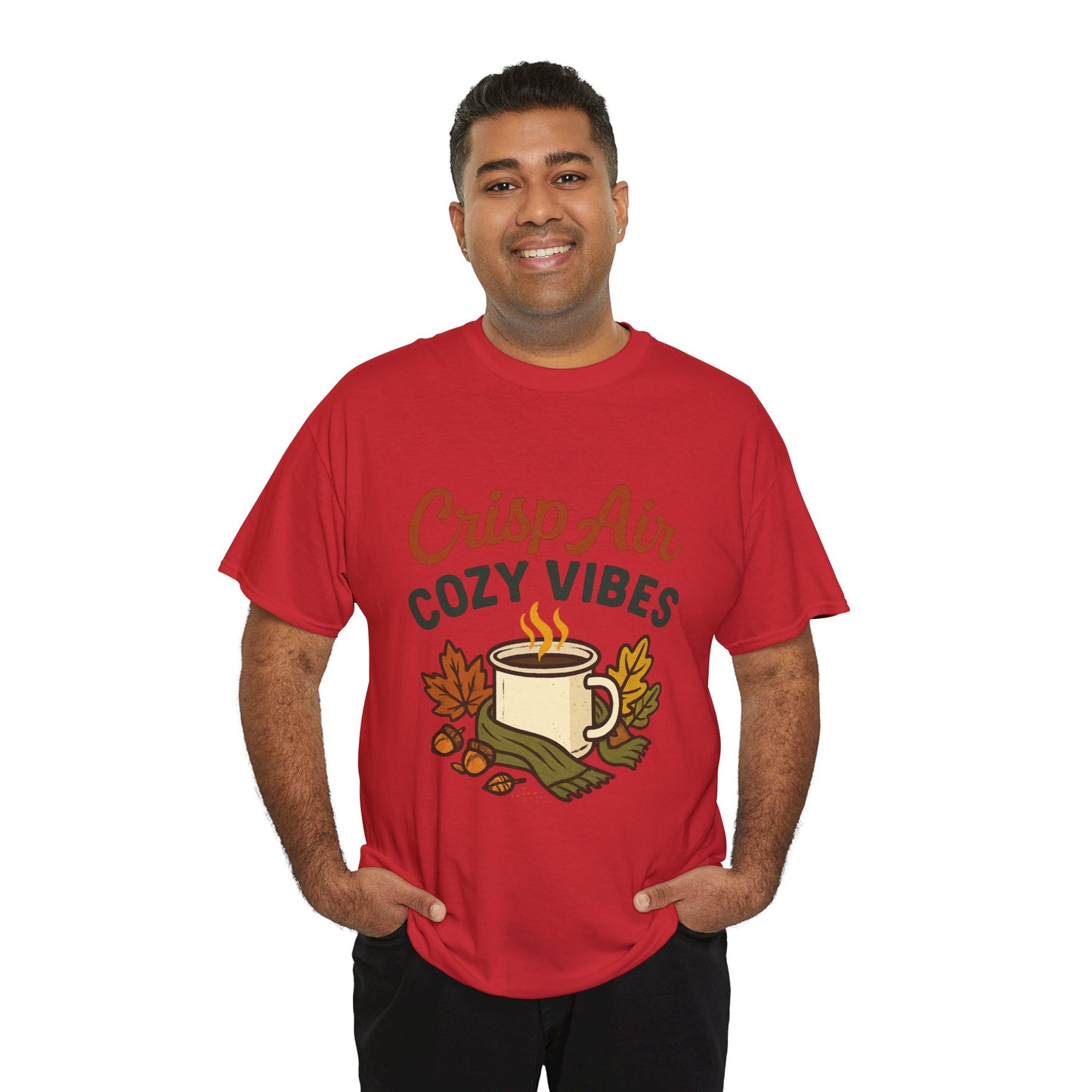 Fall Graphic Tee | Crisp Air Cozy Vibes Unisex Cotton Shirt, Autumn Apparel