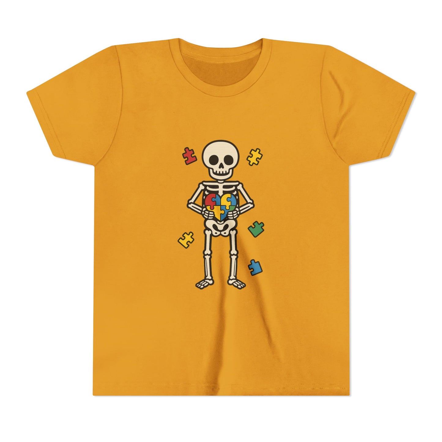 Spooky Skeleton Puzzle Heart Kids Tee β Fun Halloween Youth Shirt