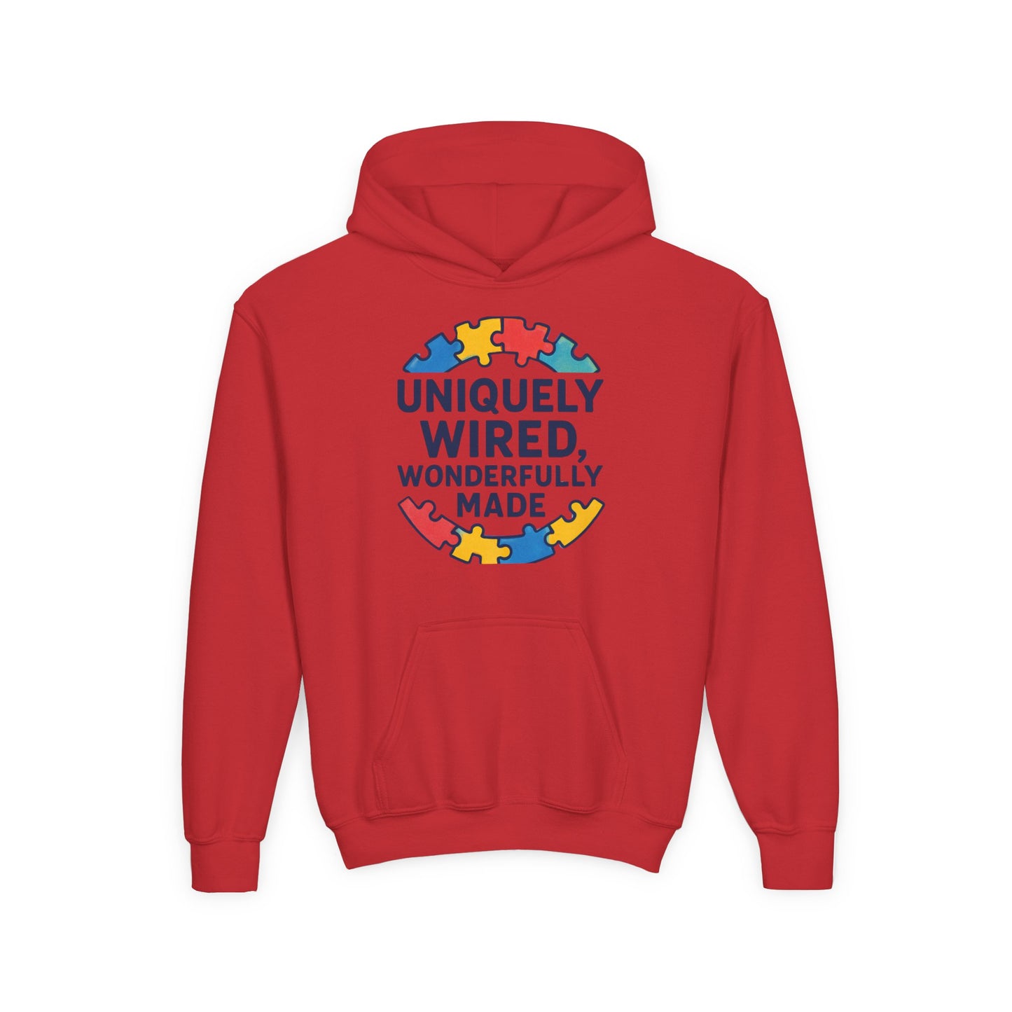 Soft Youth Hoodie – Inspirational “Uniquely Wired, Wonderfully Made” Pullover | Cozy Streetwear for Kids