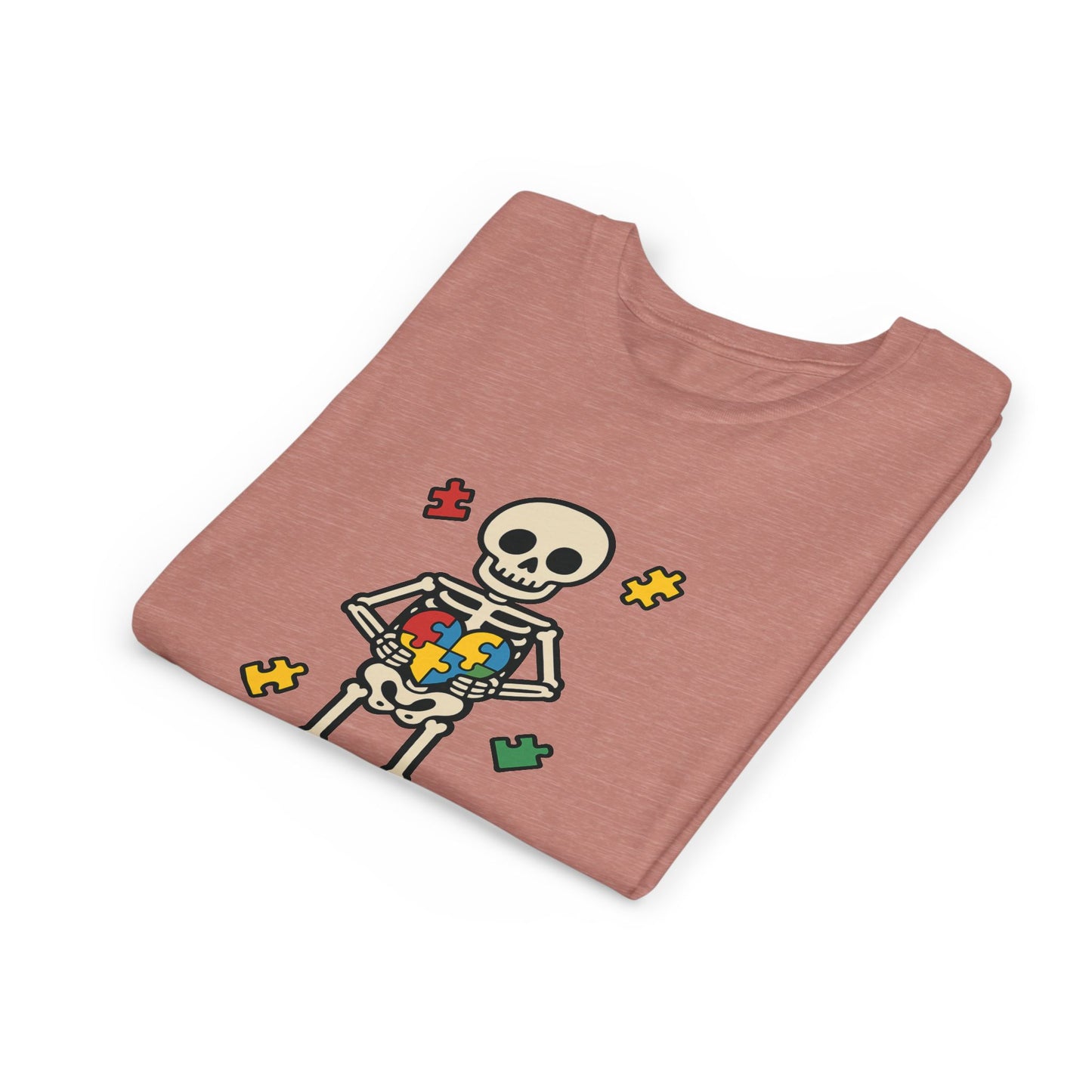 Spooky Skeleton Puzzle Heart Kids Tee β Fun Halloween Youth Shirt