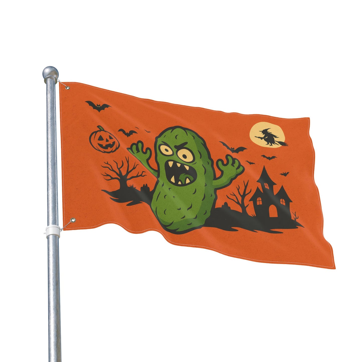 Trick or Treat Yourself Flag – Spooky Pickle & Pumpkin Yard Decor, Double-Sided Halloween Fun!