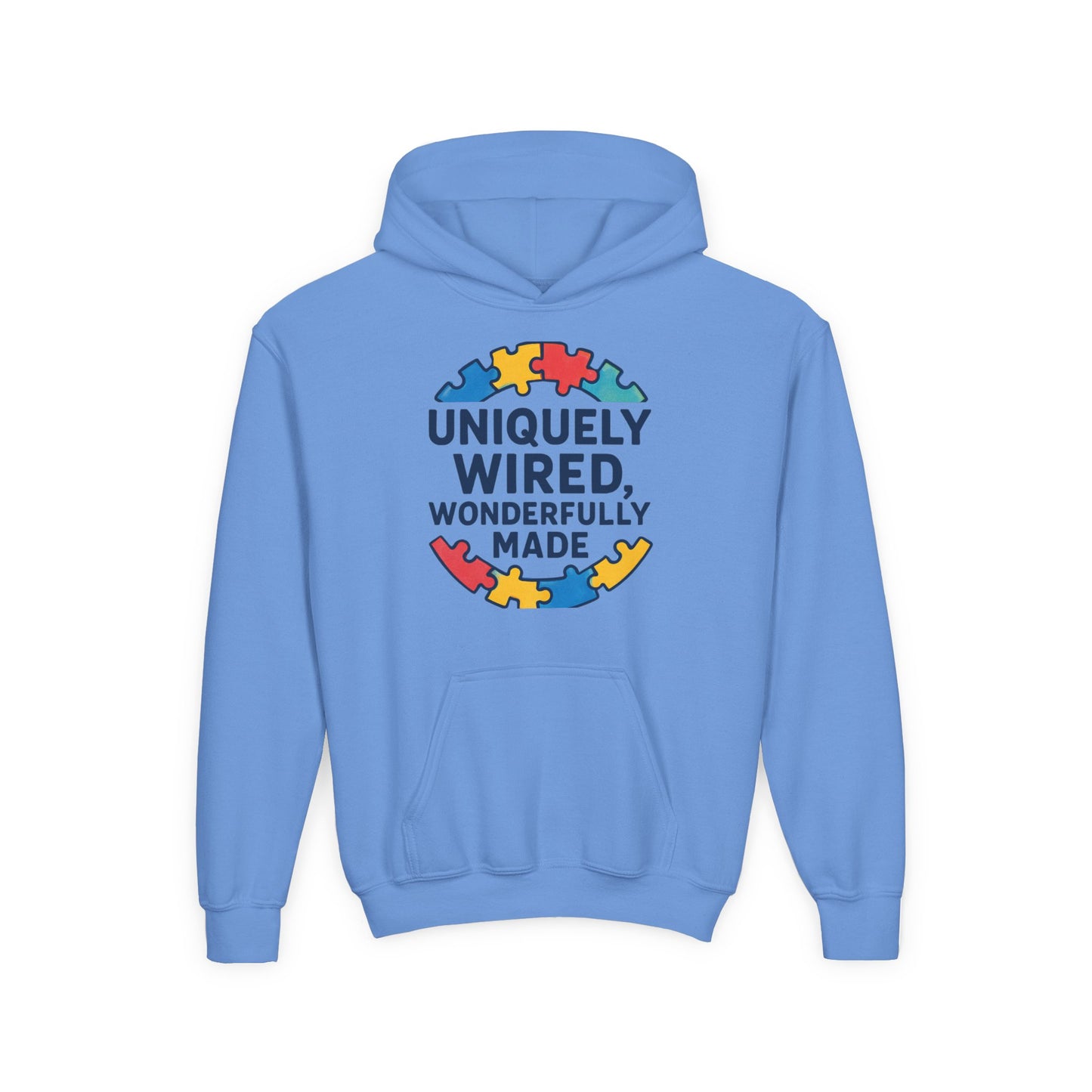 Soft Youth Hoodie – Inspirational “Uniquely Wired, Wonderfully Made” Pullover | Cozy Streetwear for Kids