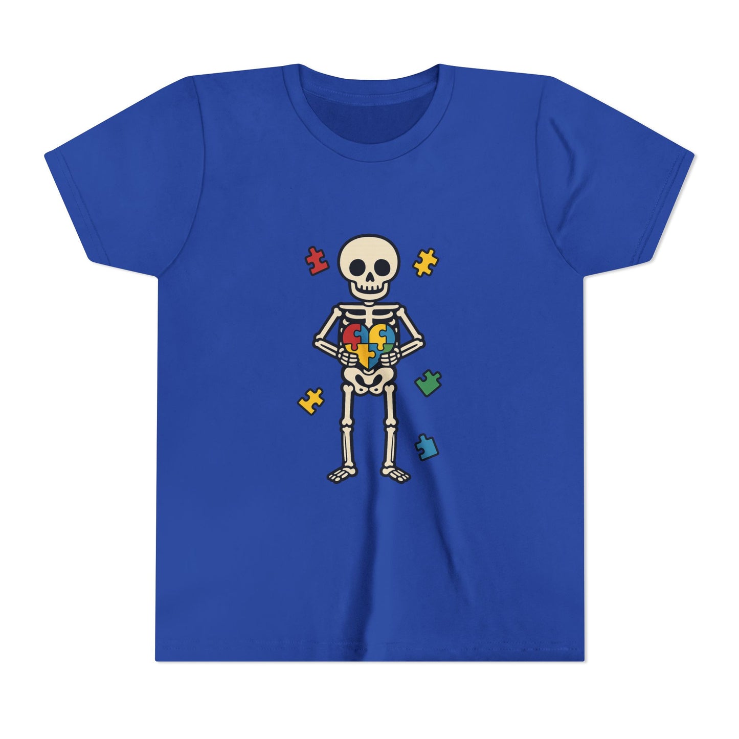 Spooky Skeleton Puzzle Heart Kids Tee β Fun Halloween Youth Shirt