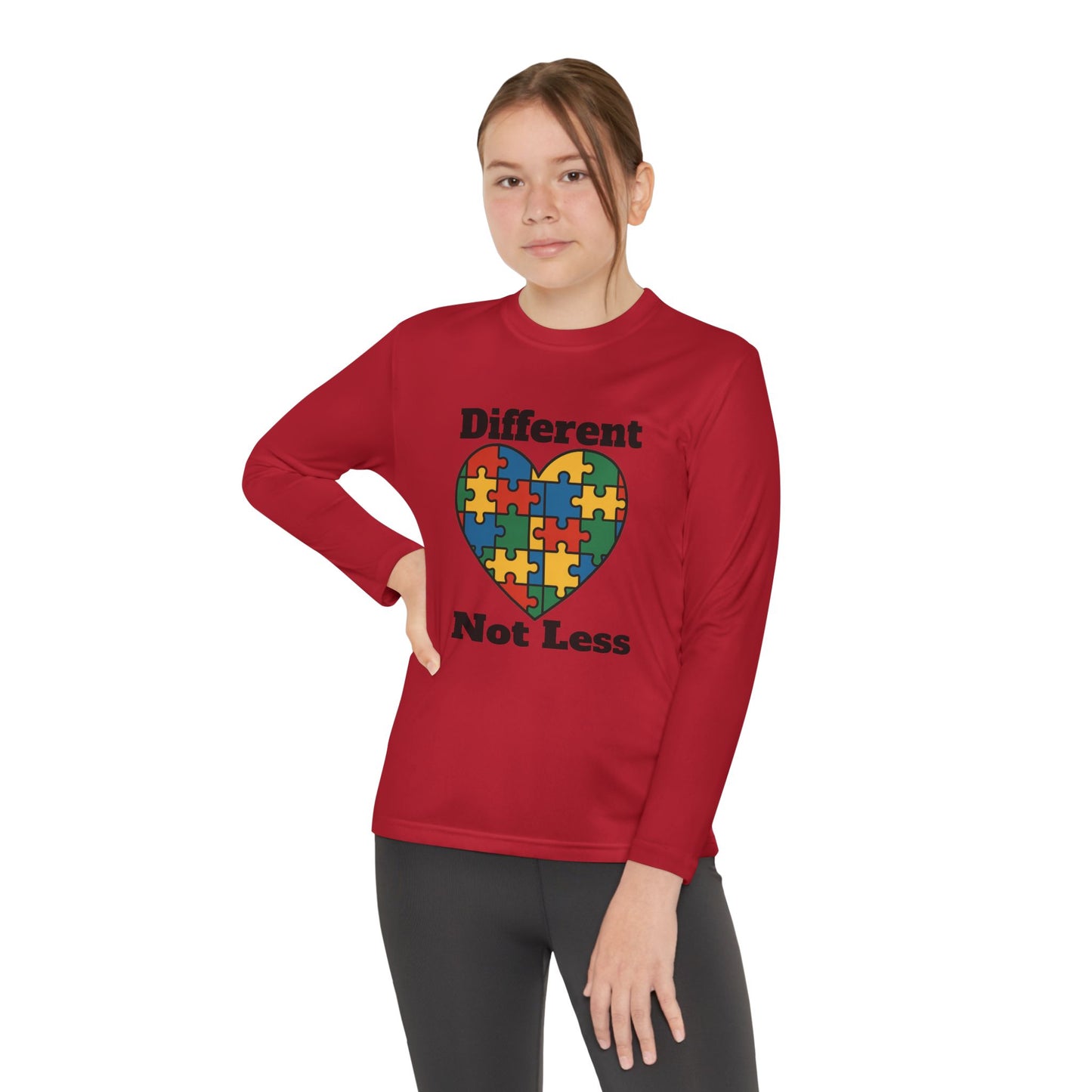 Youth Puzzle Heart Autism T-Shirt – Long Sleeve Supportive Top for Kids